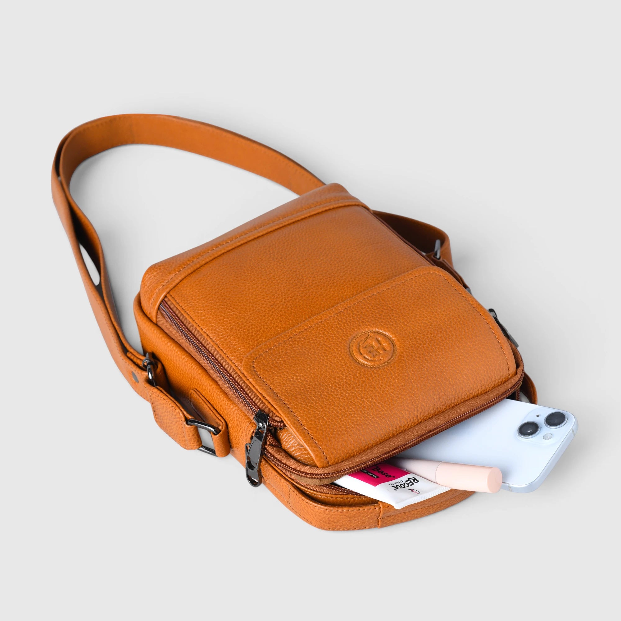 Mason Leather Crossbody Bag - Amber Tan
