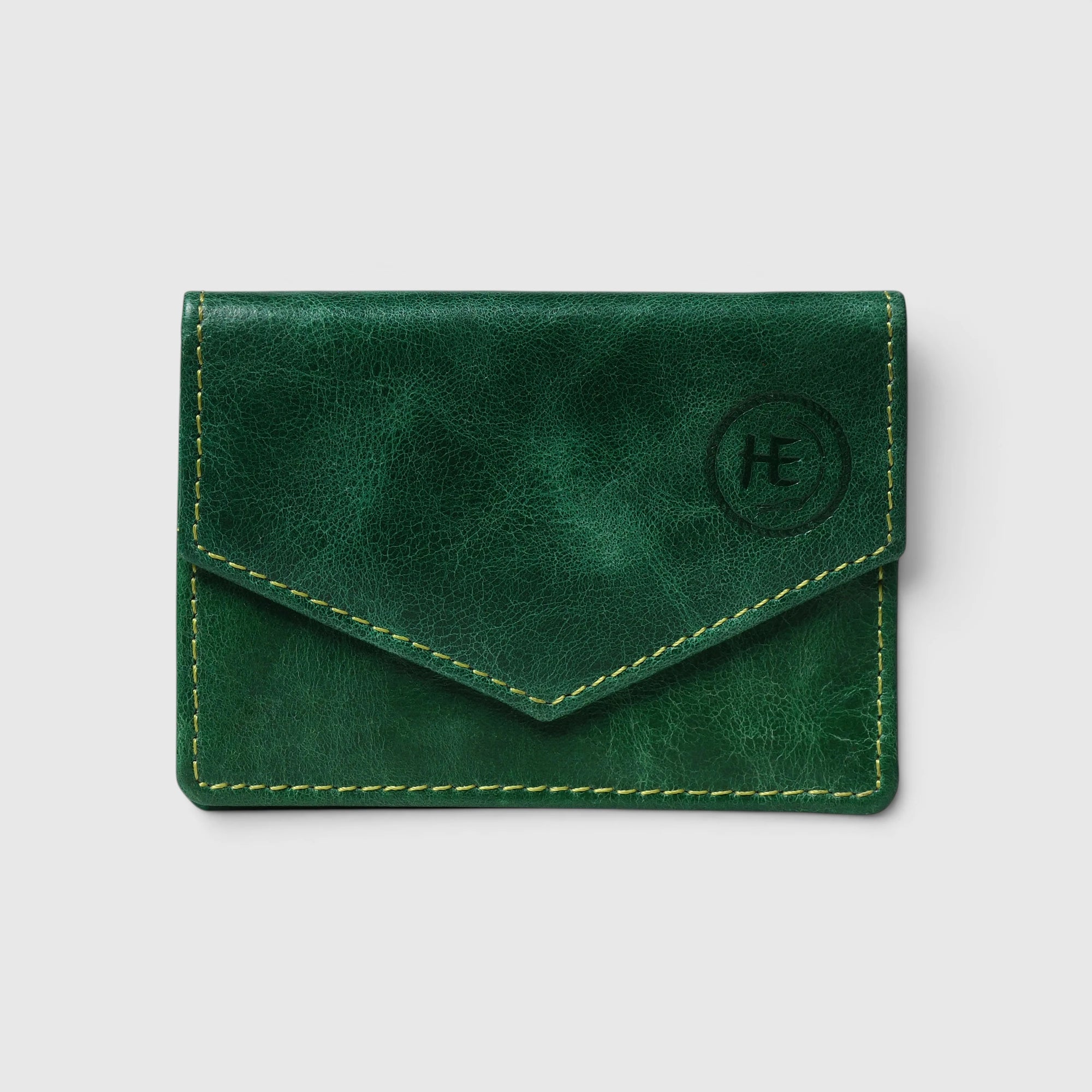 Emerald Regency Compact Vintage Leather Card Wallet - Rich Green
