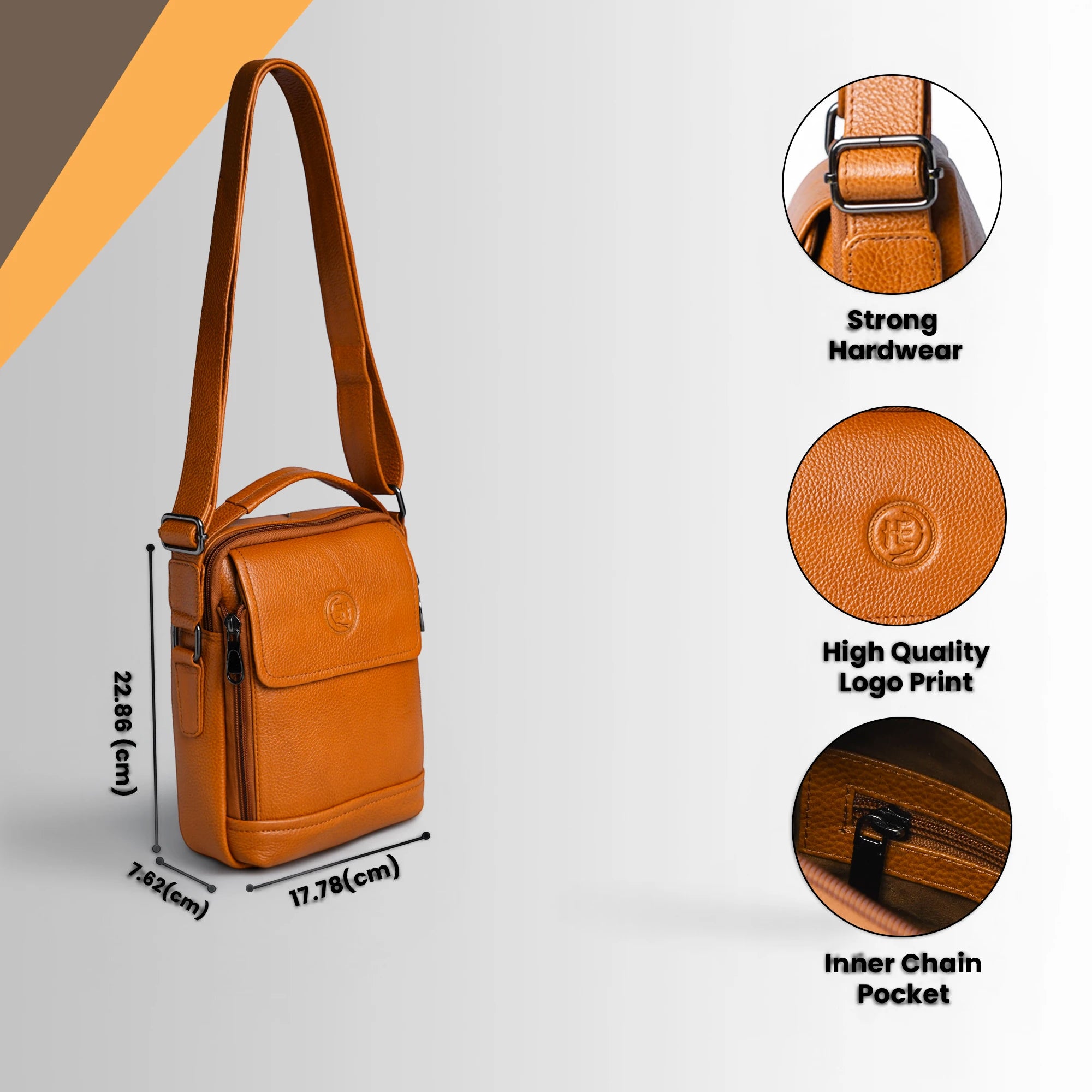 Mason Leather Crossbody Bag - Amber Tan