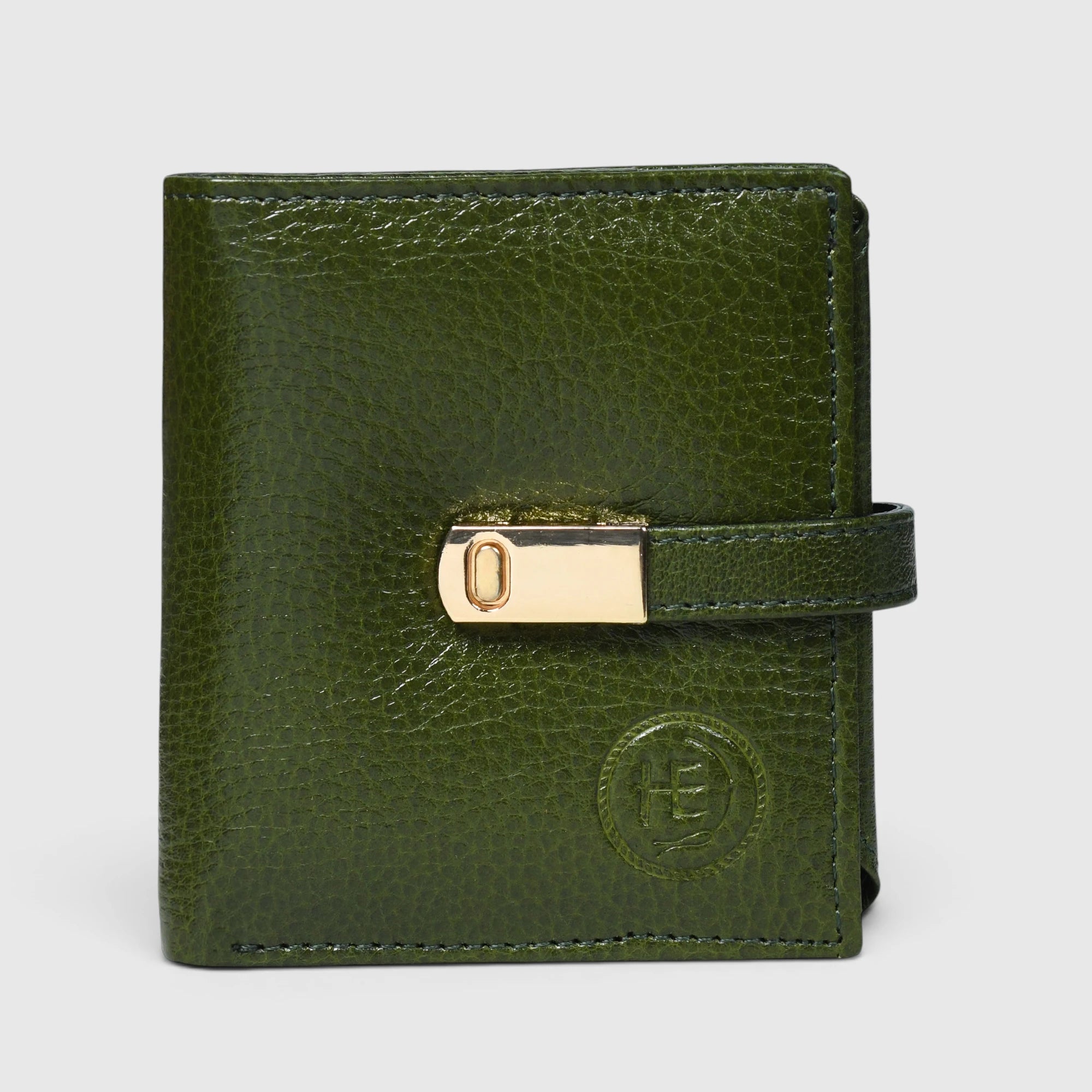 Crest Compact Leather Trifold Wallet – Olive Colour