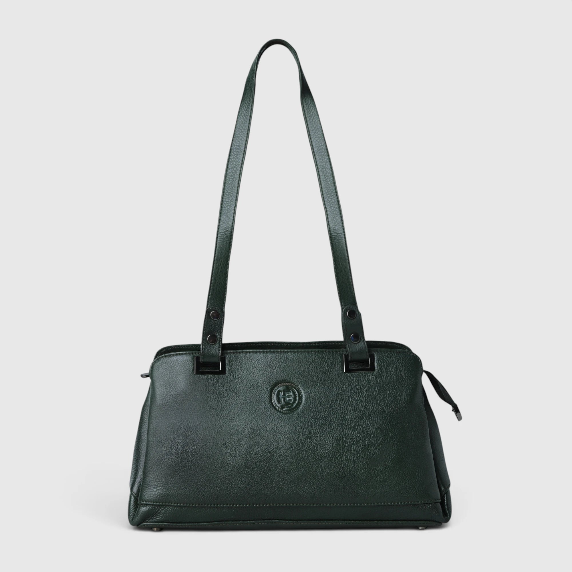 Elena Leather Shoulder Bag - Forest Green