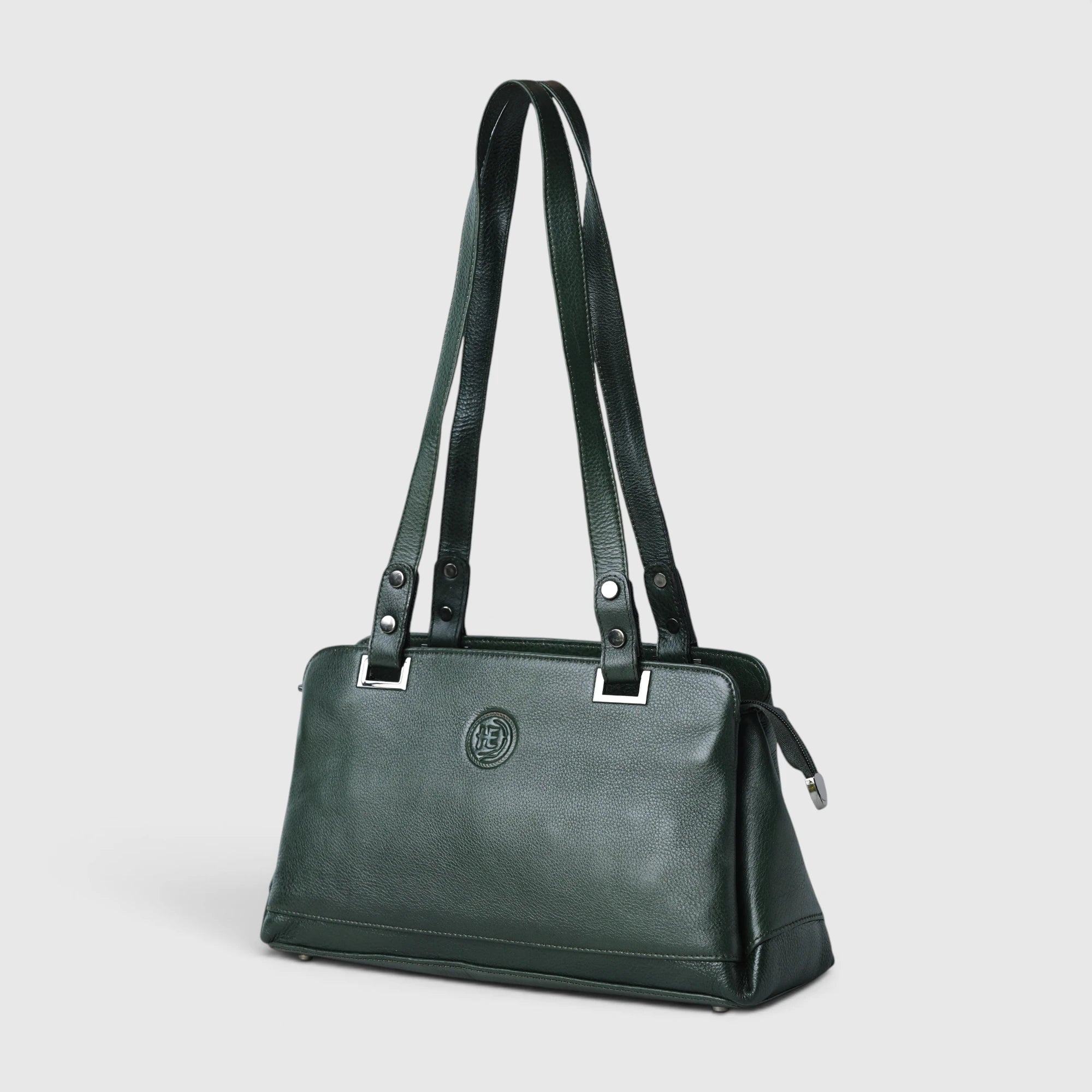 Elena Leather Shoulder Bag - Forest Green