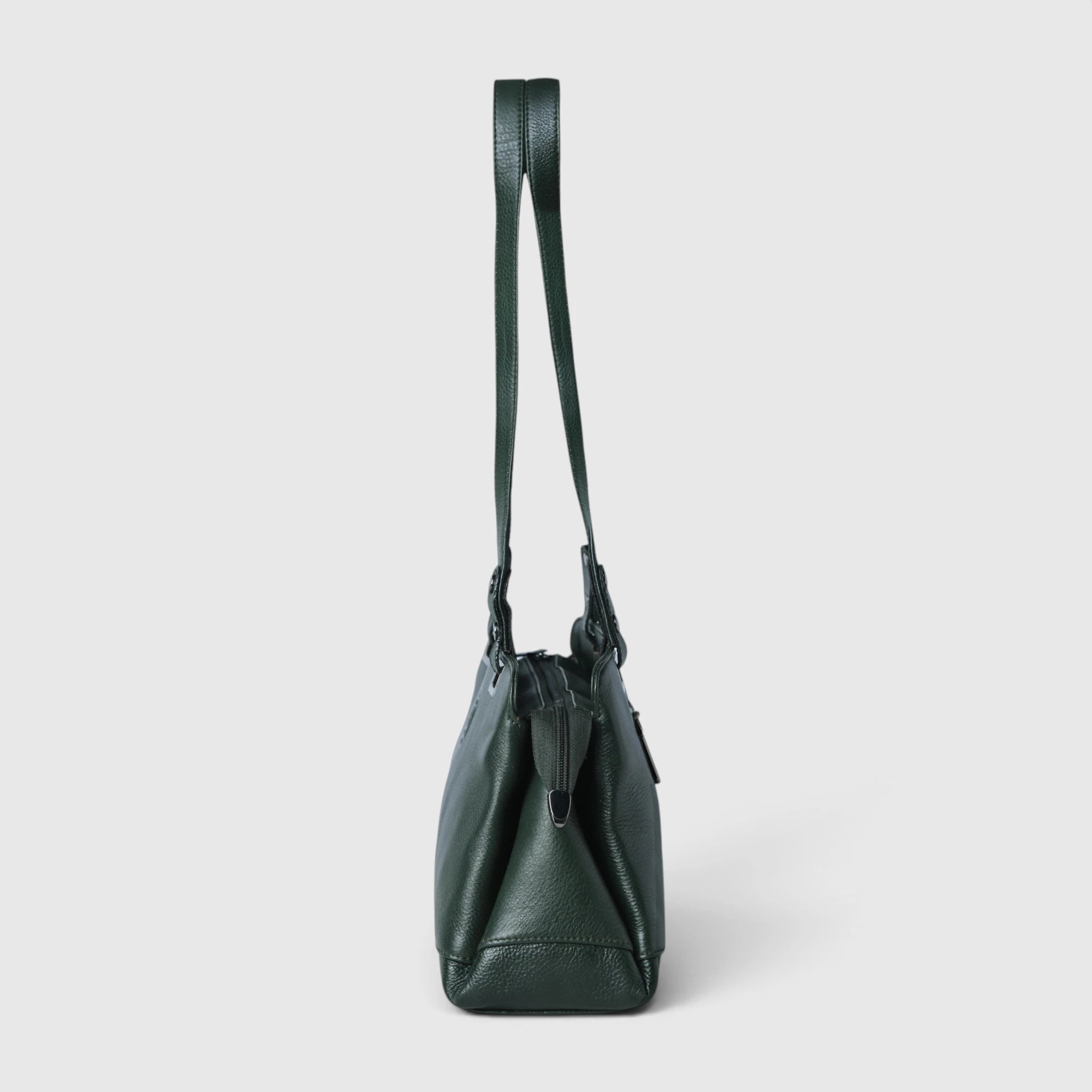 Elena Leather Shoulder Bag - Forest Green