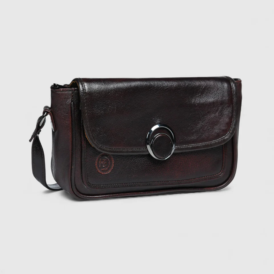 Verdant Elegance Women's Leather Handbag - Maroon colour