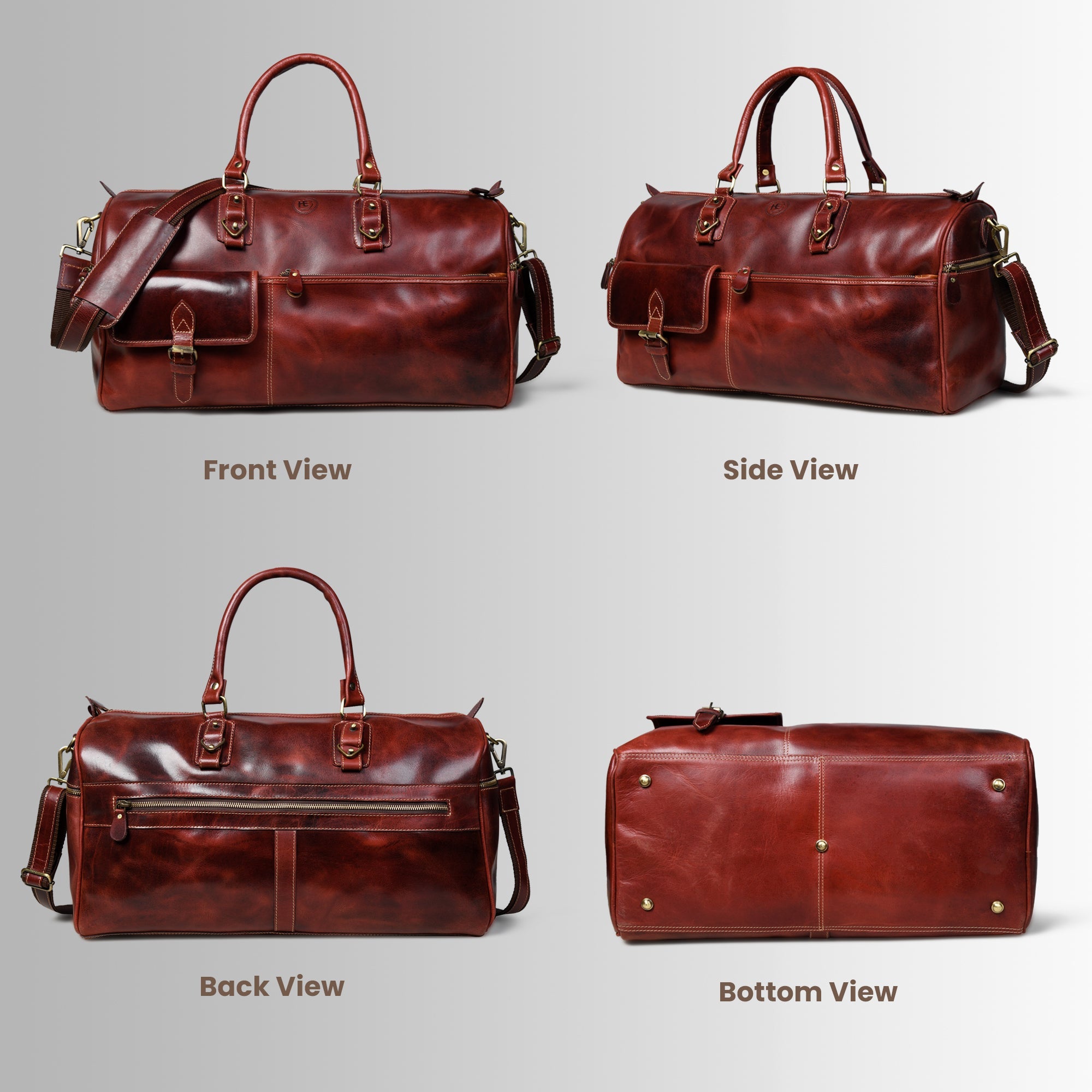 The Odyssey Leather Travel Duffle - Crimson Red