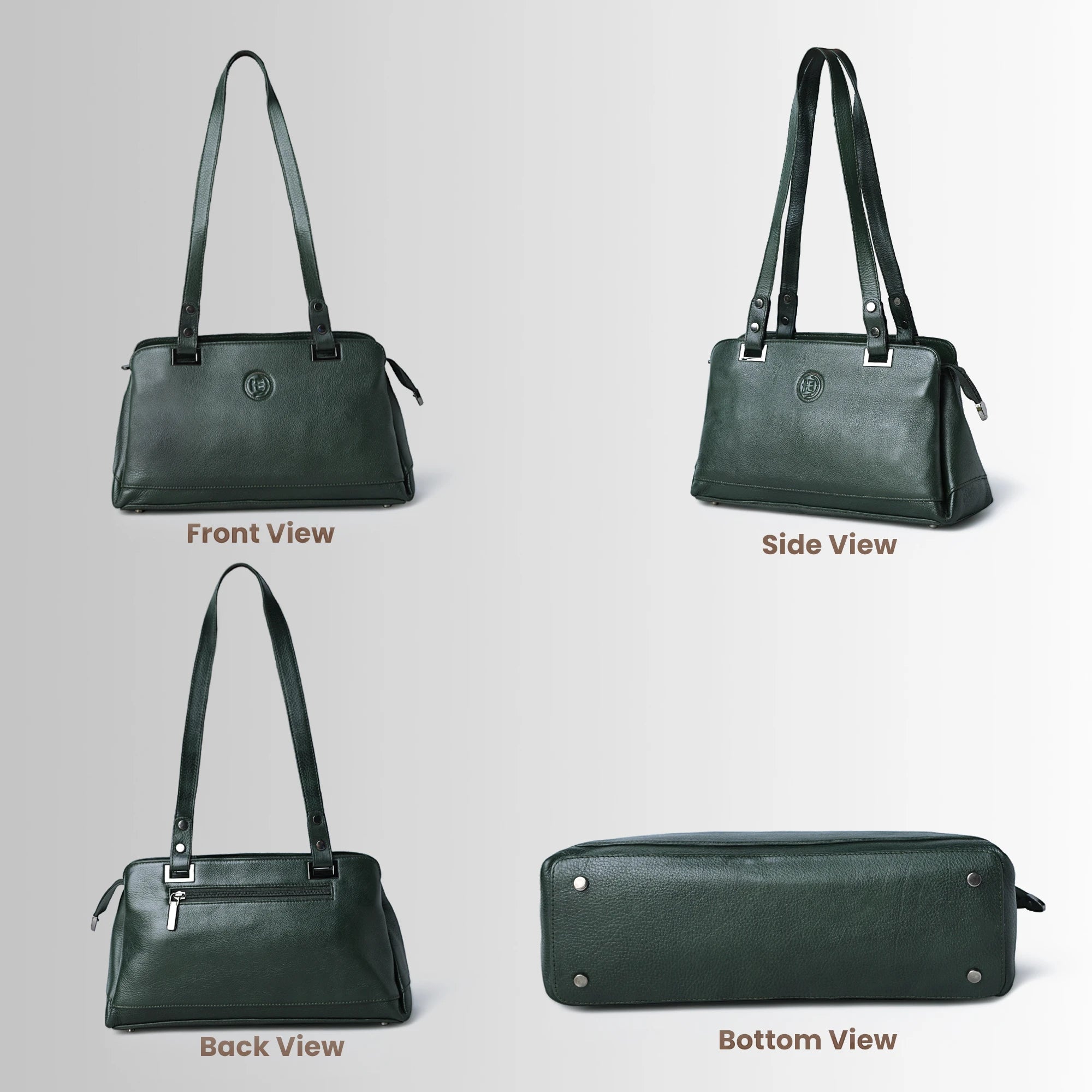 Elena Leather Shoulder Bag - Forest Green