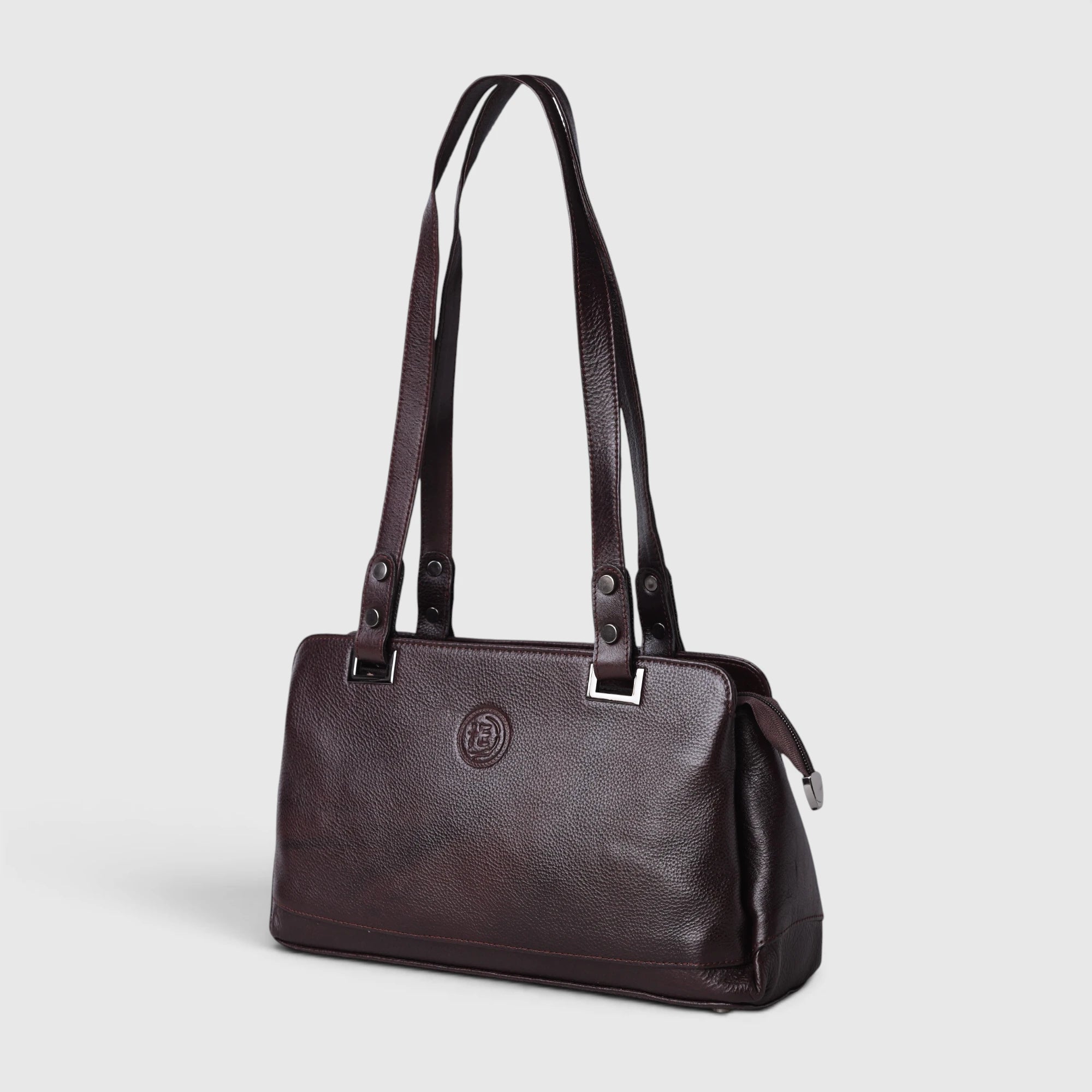 Elena Leather Shoulder Bag - Espresso Brown