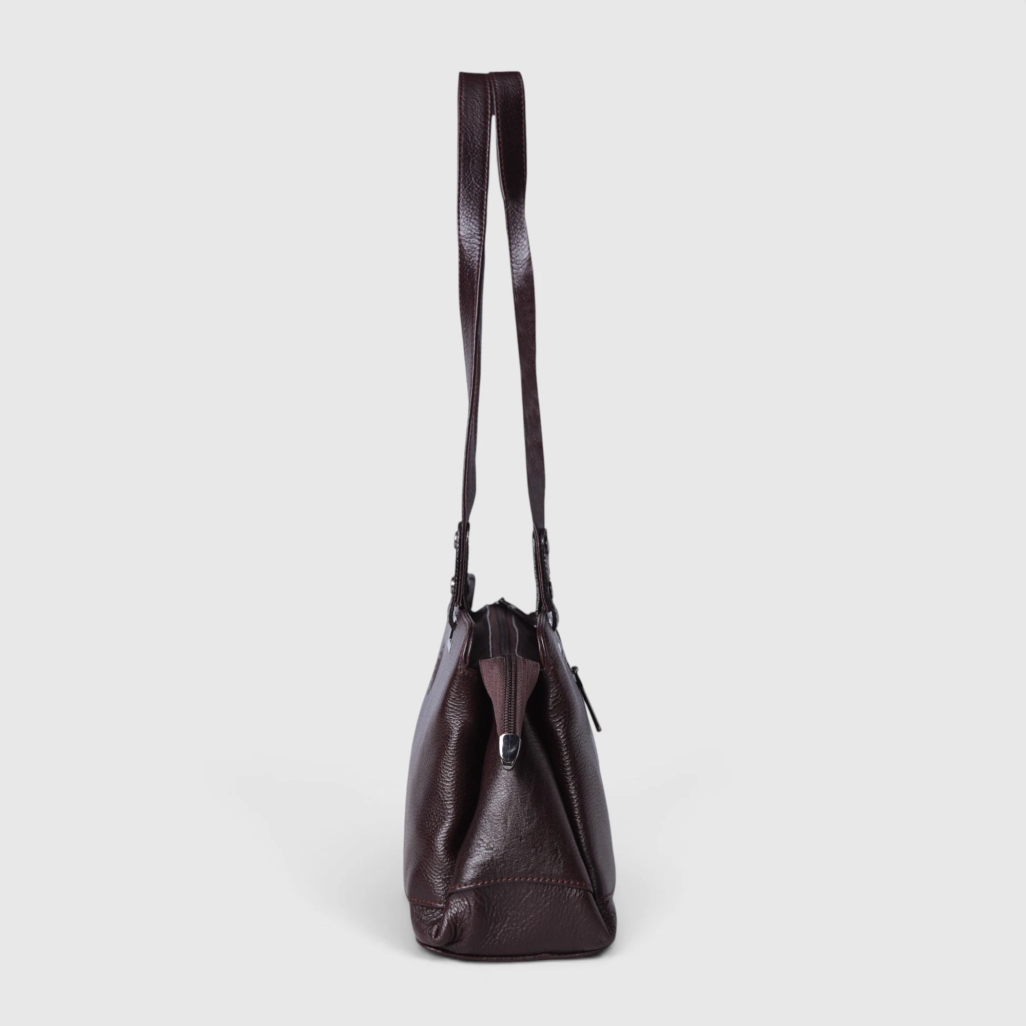 Elena Leather Shoulder Bag - Espresso Brown