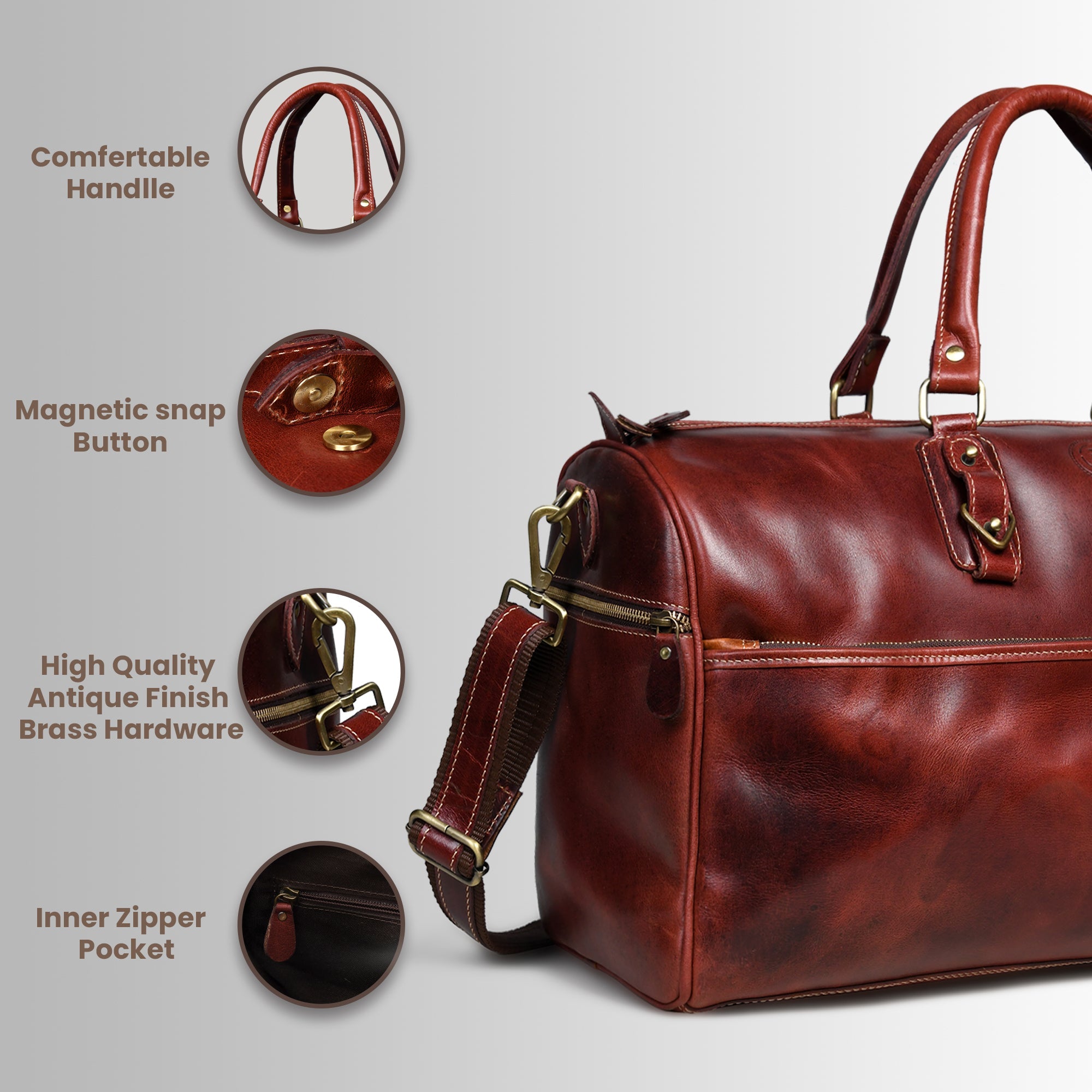 The Odyssey Leather Travel Duffle - Crimson Red