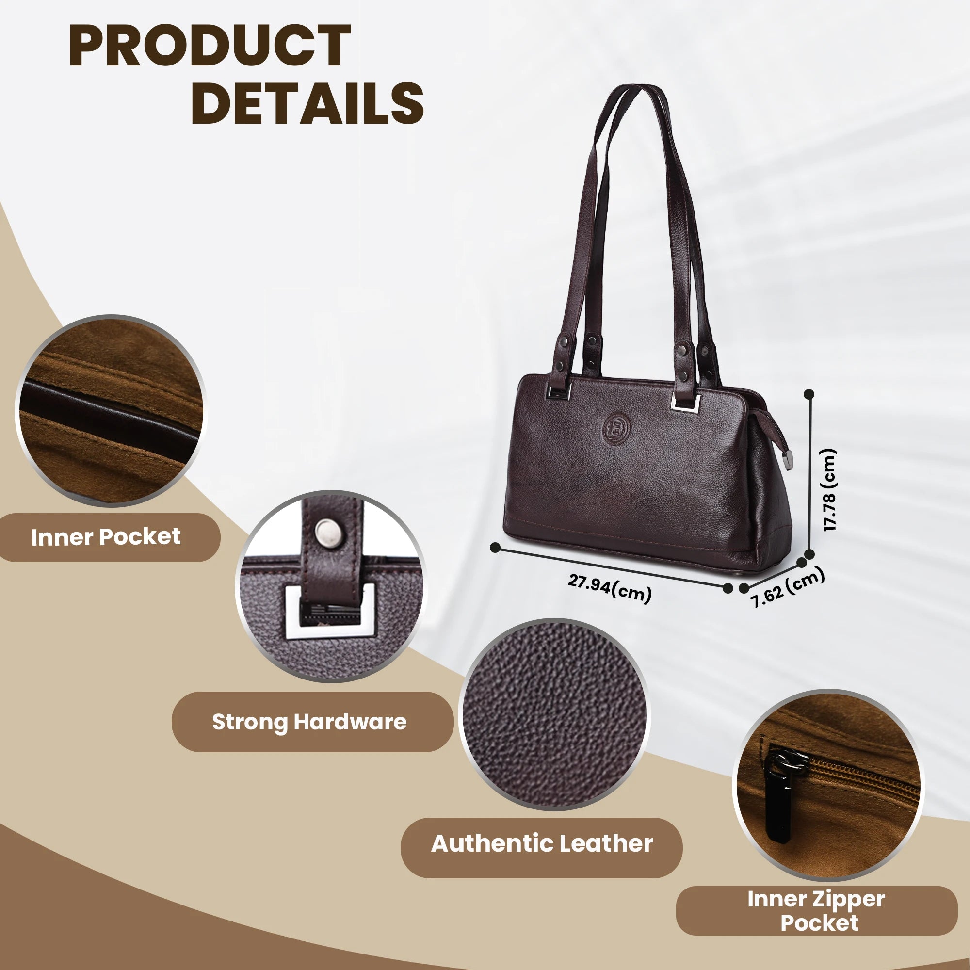 Elena Leather Shoulder Bag - Espresso Brown