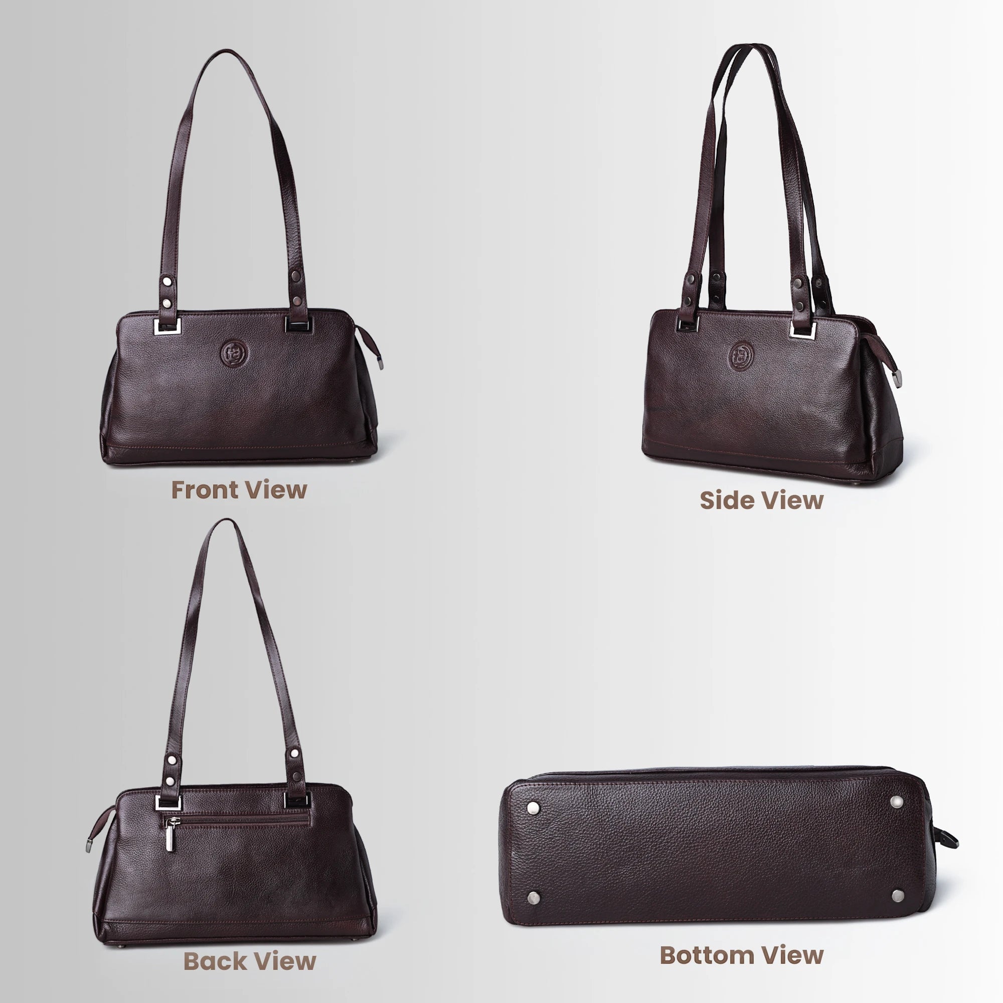 Elena Leather Shoulder Bag - Espresso Brown