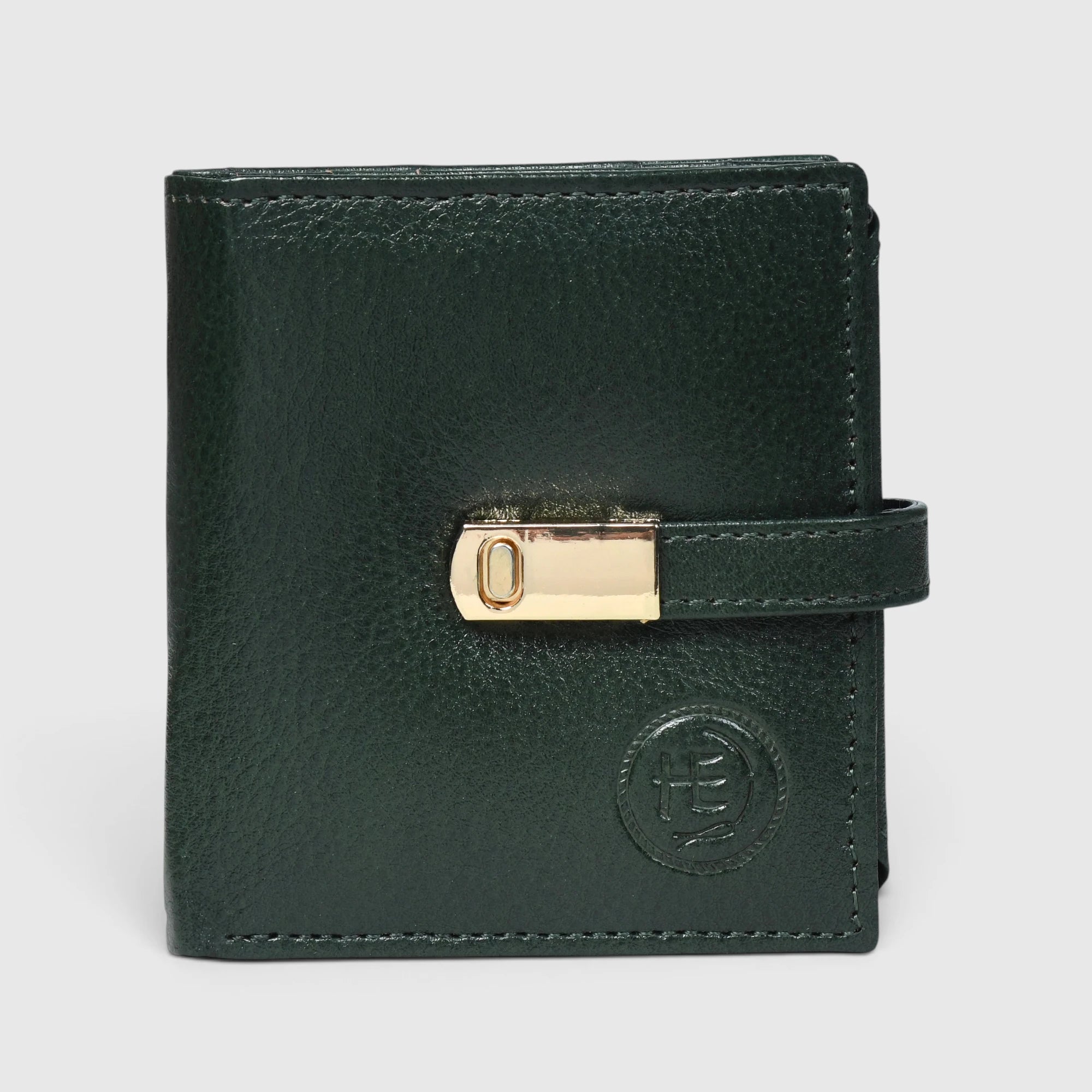 Crest Compact Leather Trifold Wallet – Rich Green
