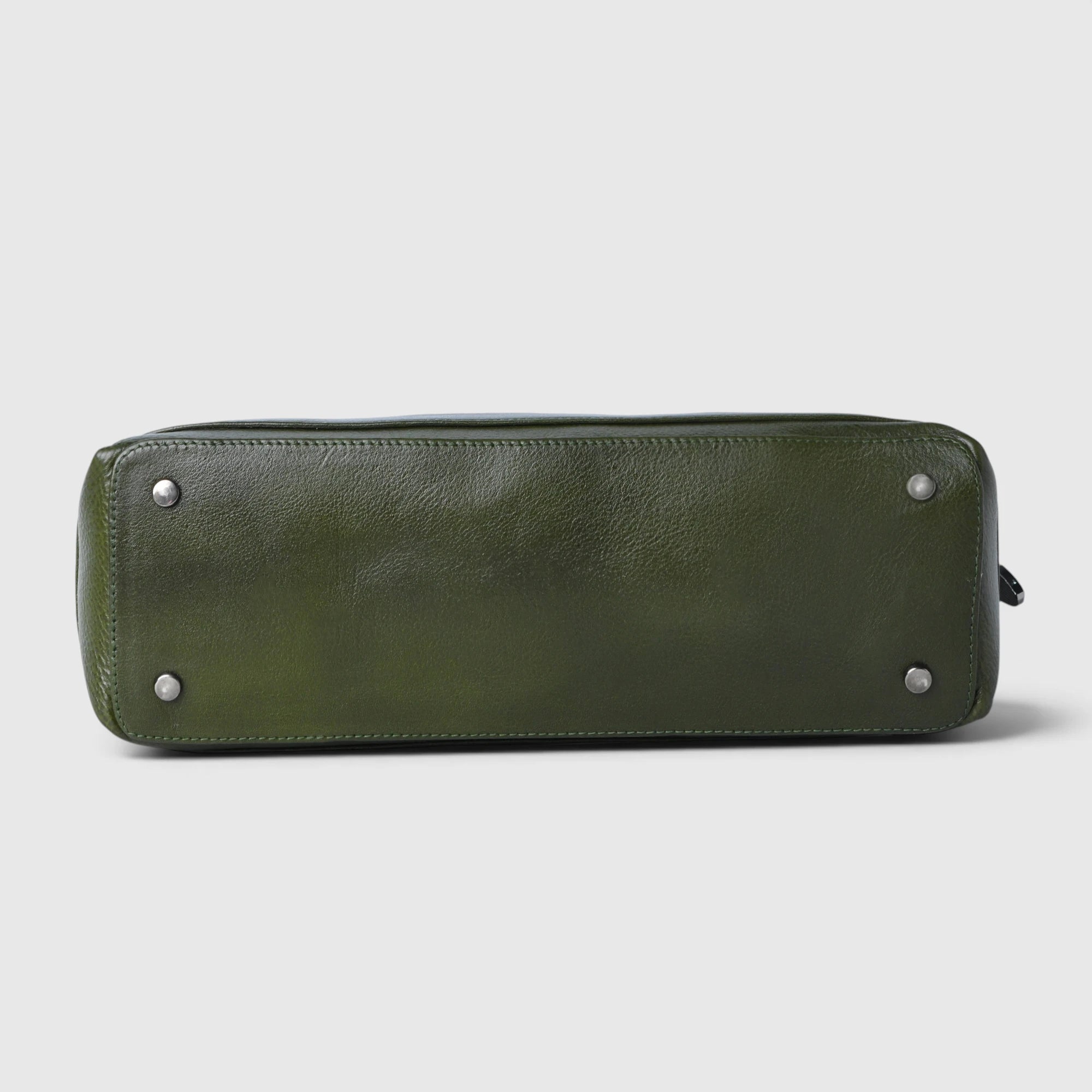 Elena Leather Shoulder Bag - Olive Moss