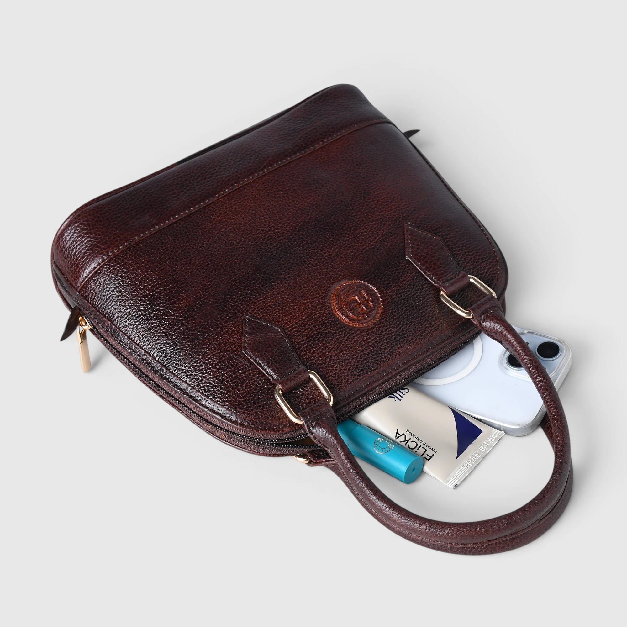 The Monroe Classic Leather Satchel - Maroon color