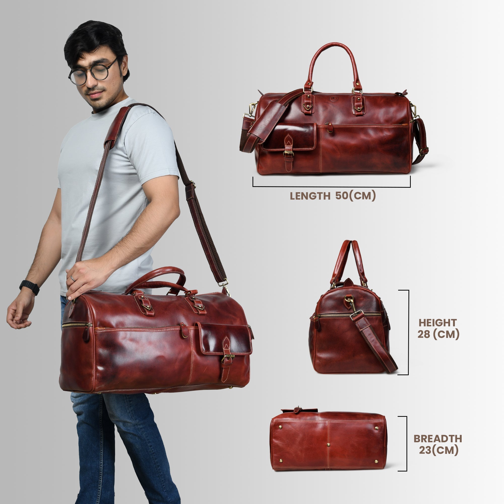 The Odyssey Leather Travel Duffle - Crimson Red