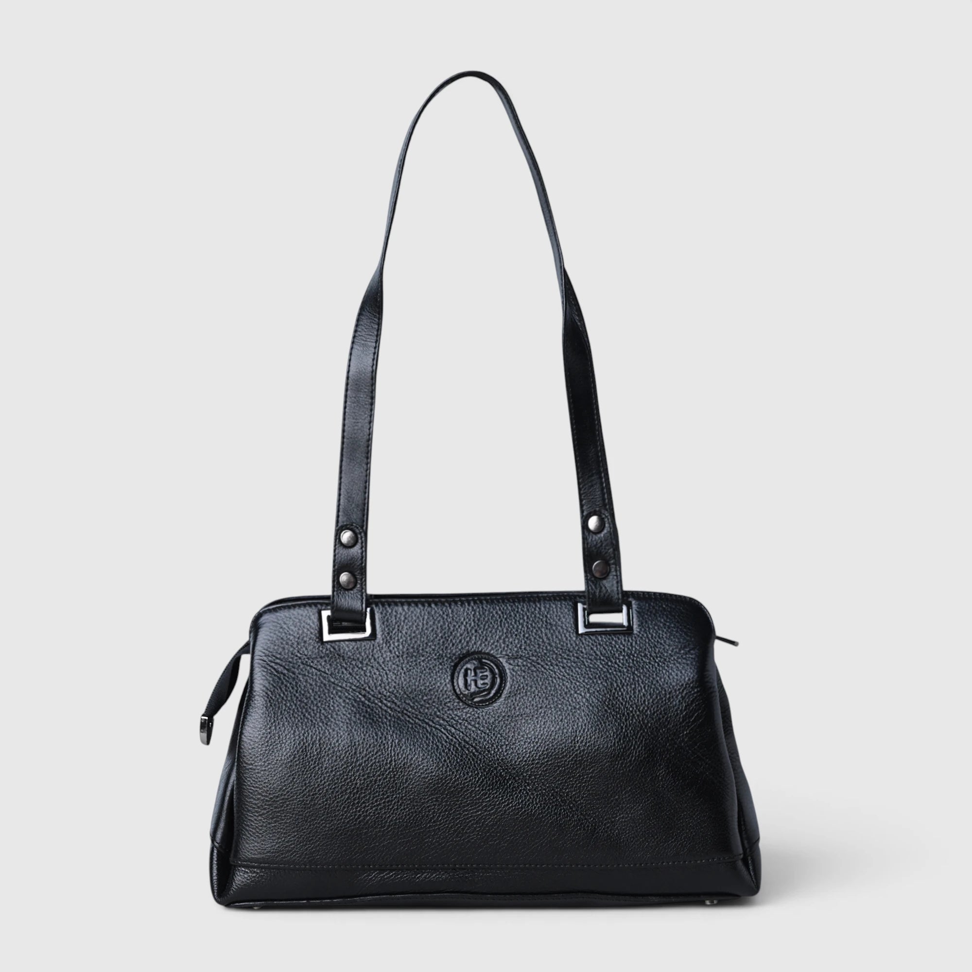 Elena Leather Shoulder Bag - Black Colour