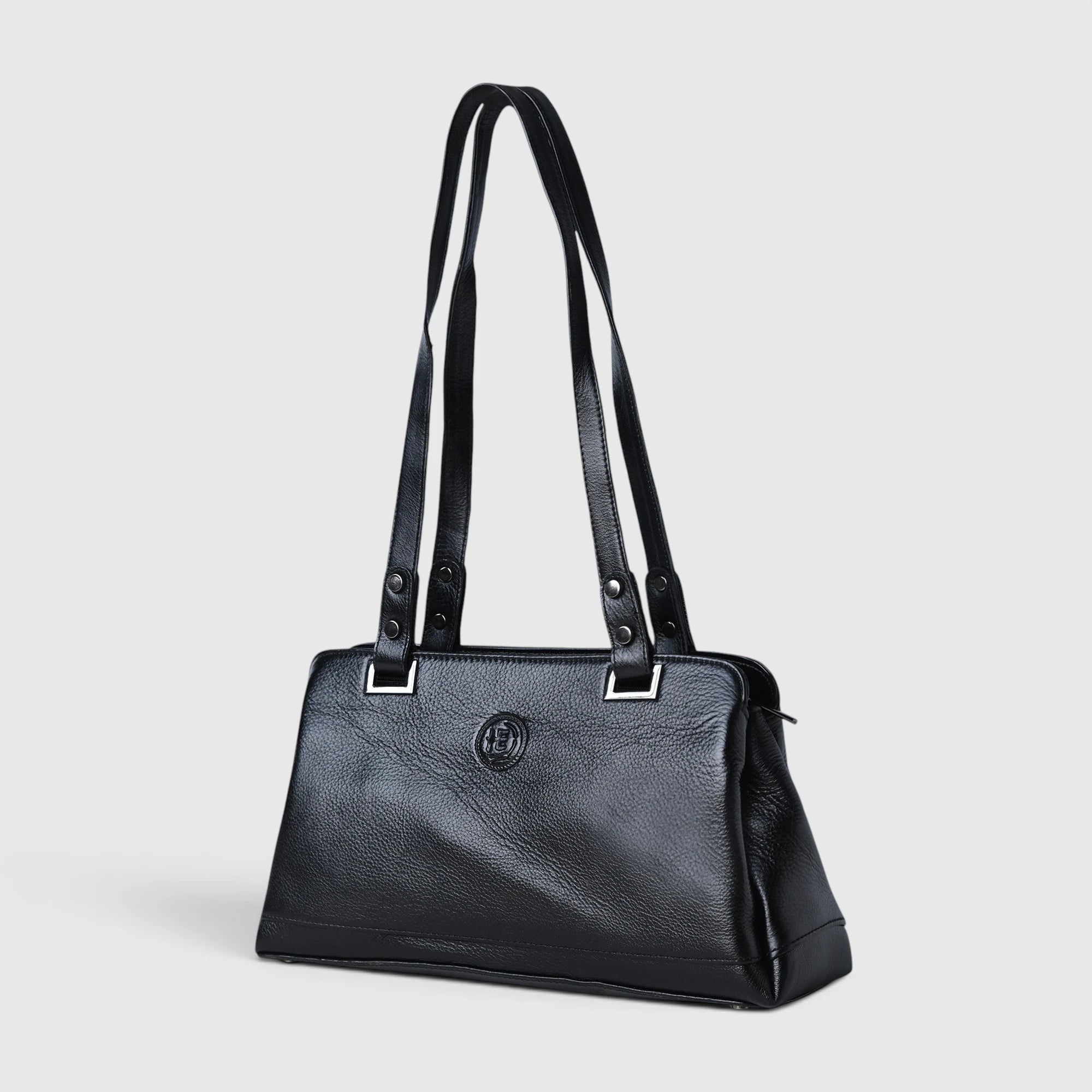 Elena Leather Shoulder Bag - Black Colour