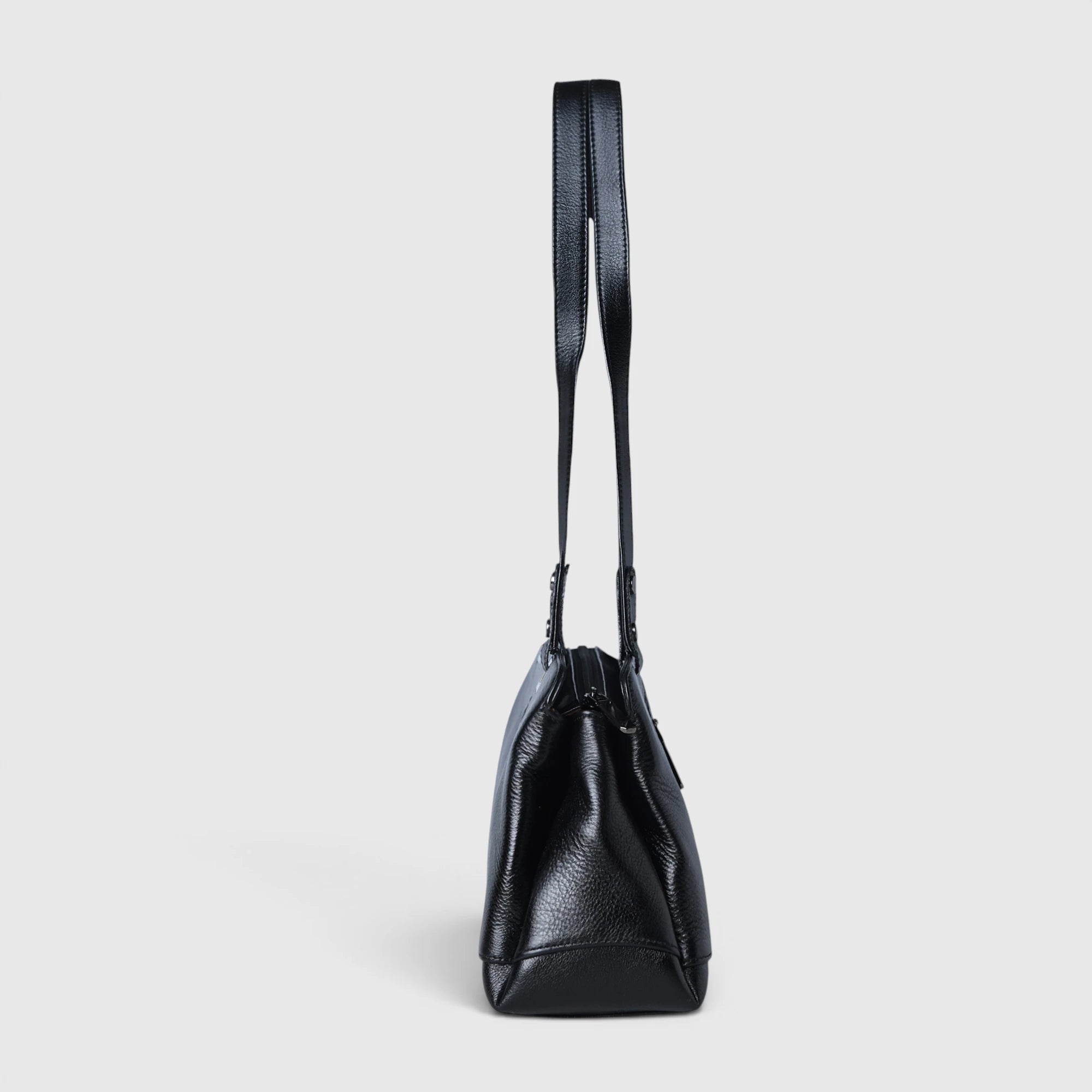 Elena Leather Shoulder Bag - Black Colour