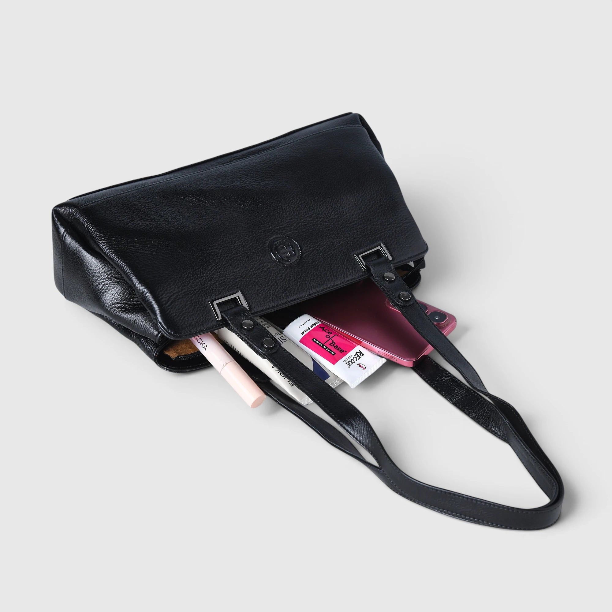 Elena Leather Shoulder Bag - Black Colour