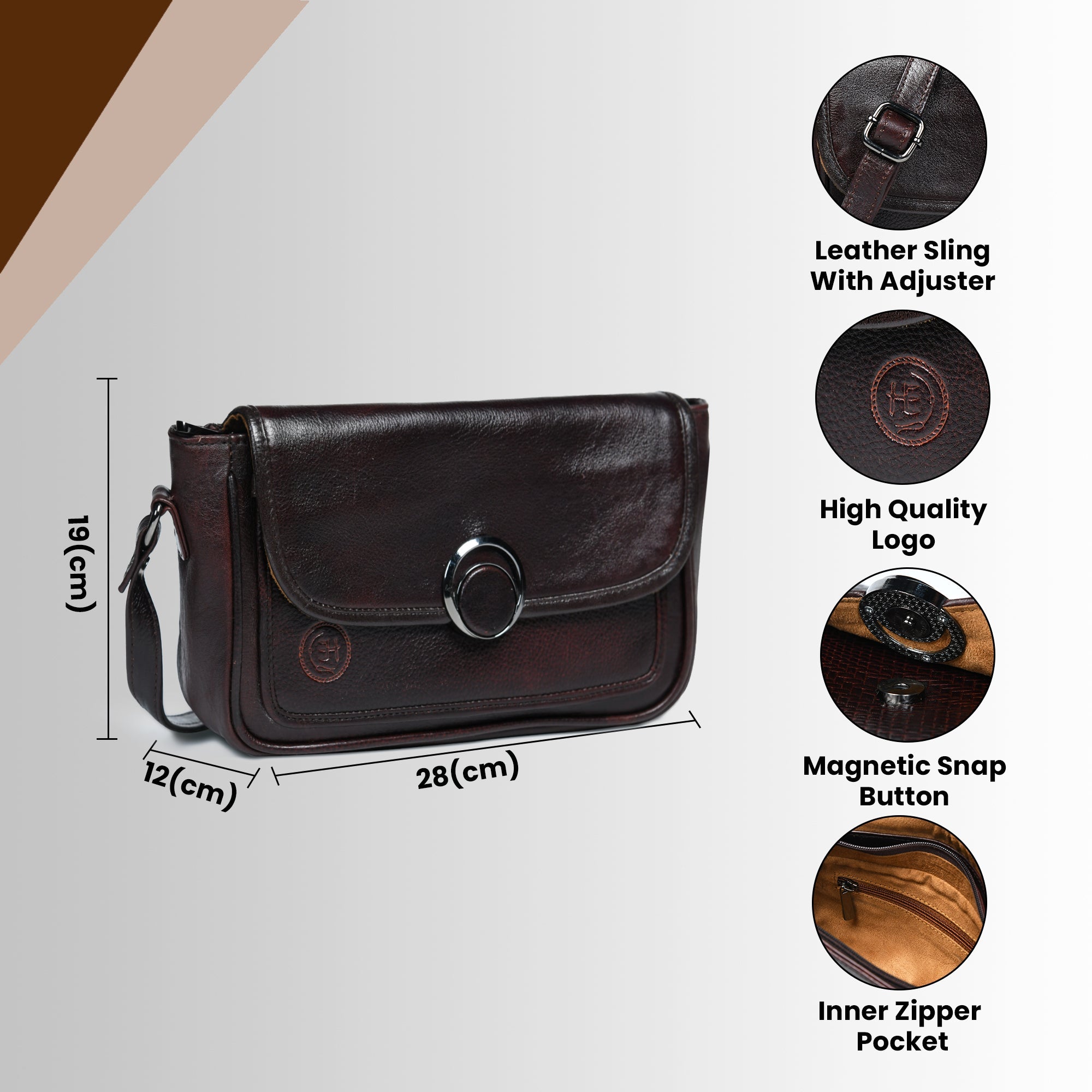Verdant Elegance Women's Leather Handbag - Maroon colour