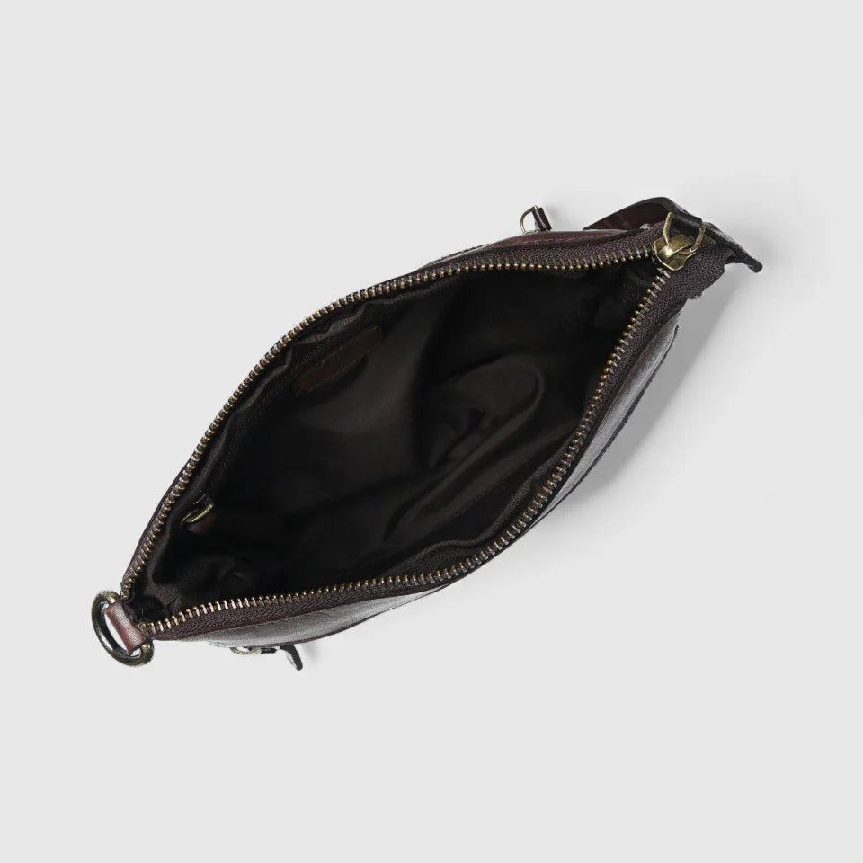 Woven Elegance Leather Handbag - Maroon colour