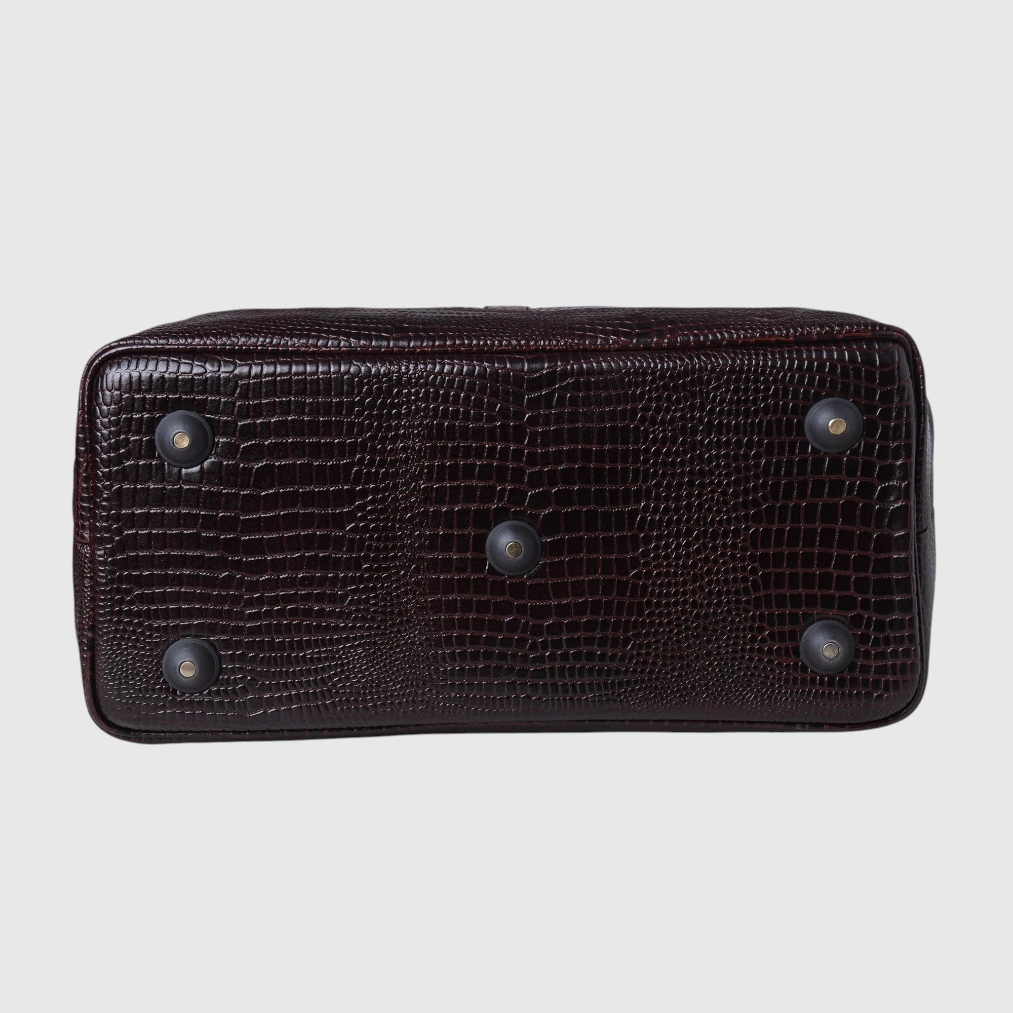 Maverick Croco Weekender Duffle Bag - Espresso Brown