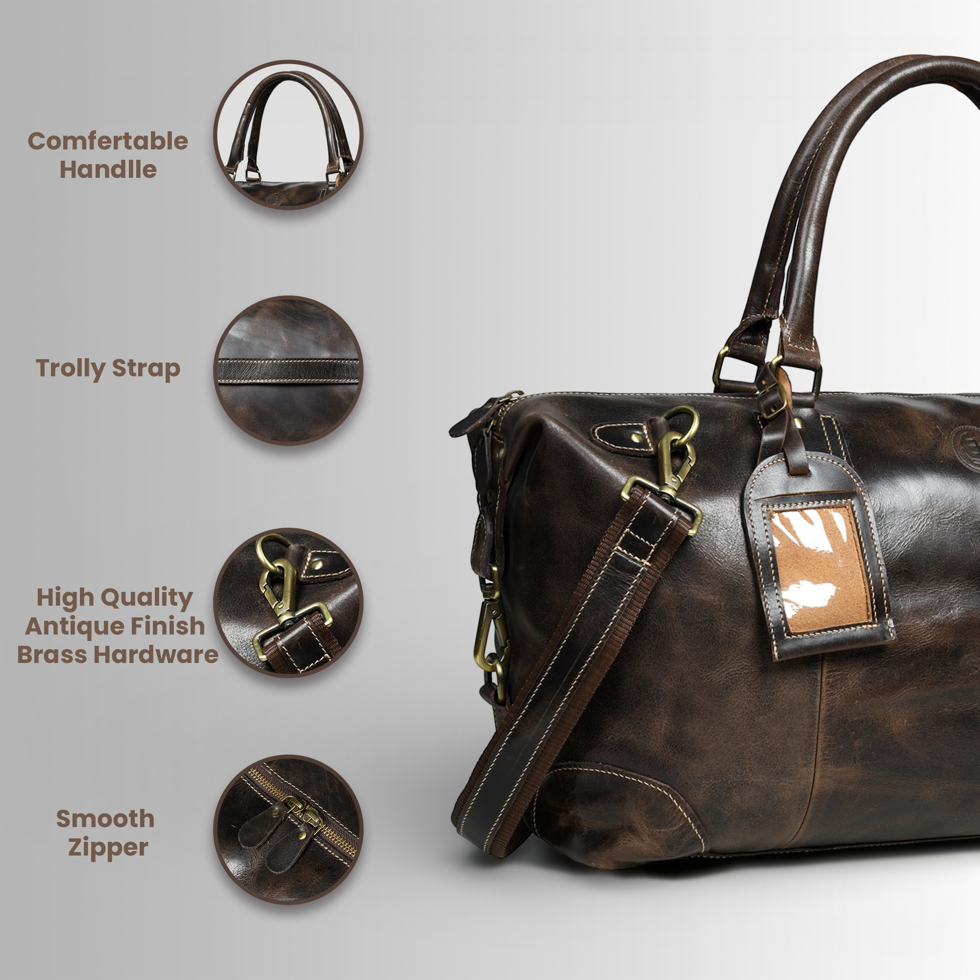 The Regent Voyager – Vintage Leather Travel Duffle bag - Espresso brown