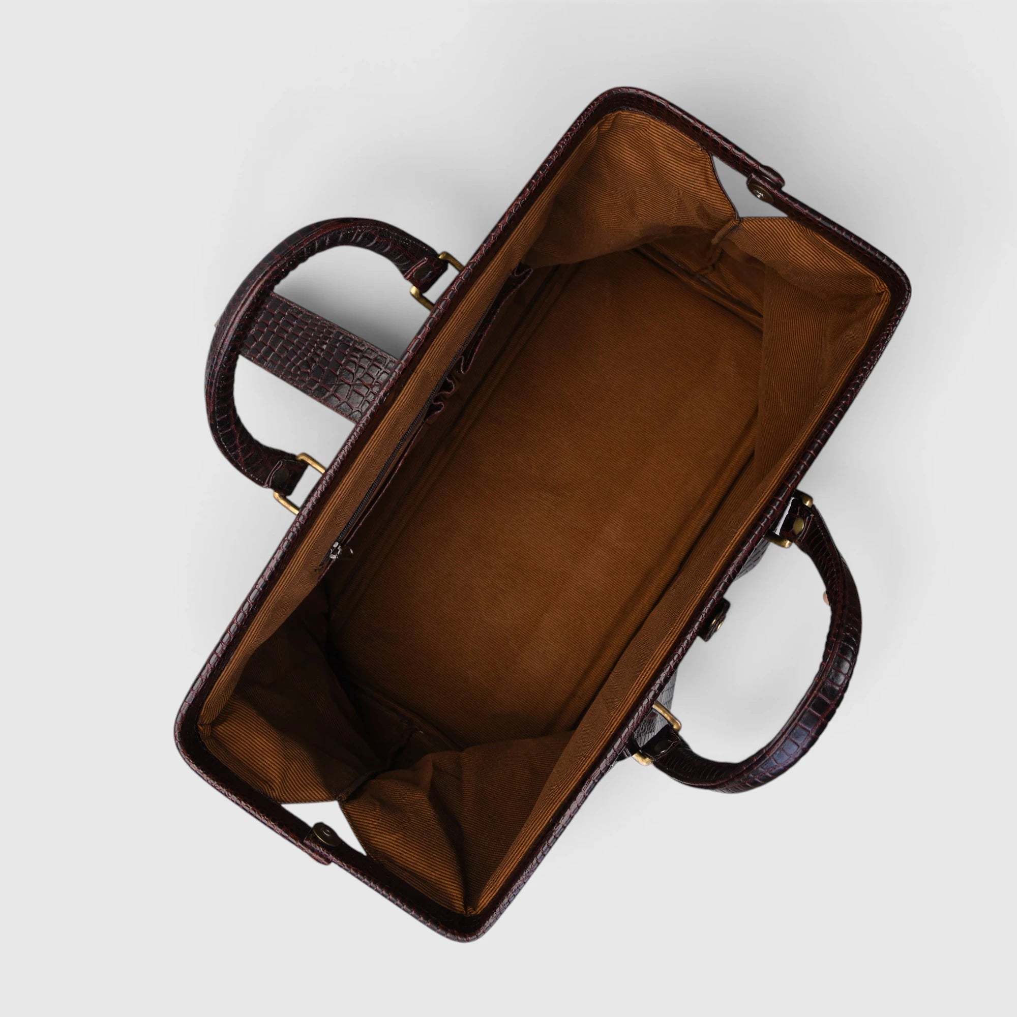 Maverick Croco Weekender Duffle Bag - Espresso Brown