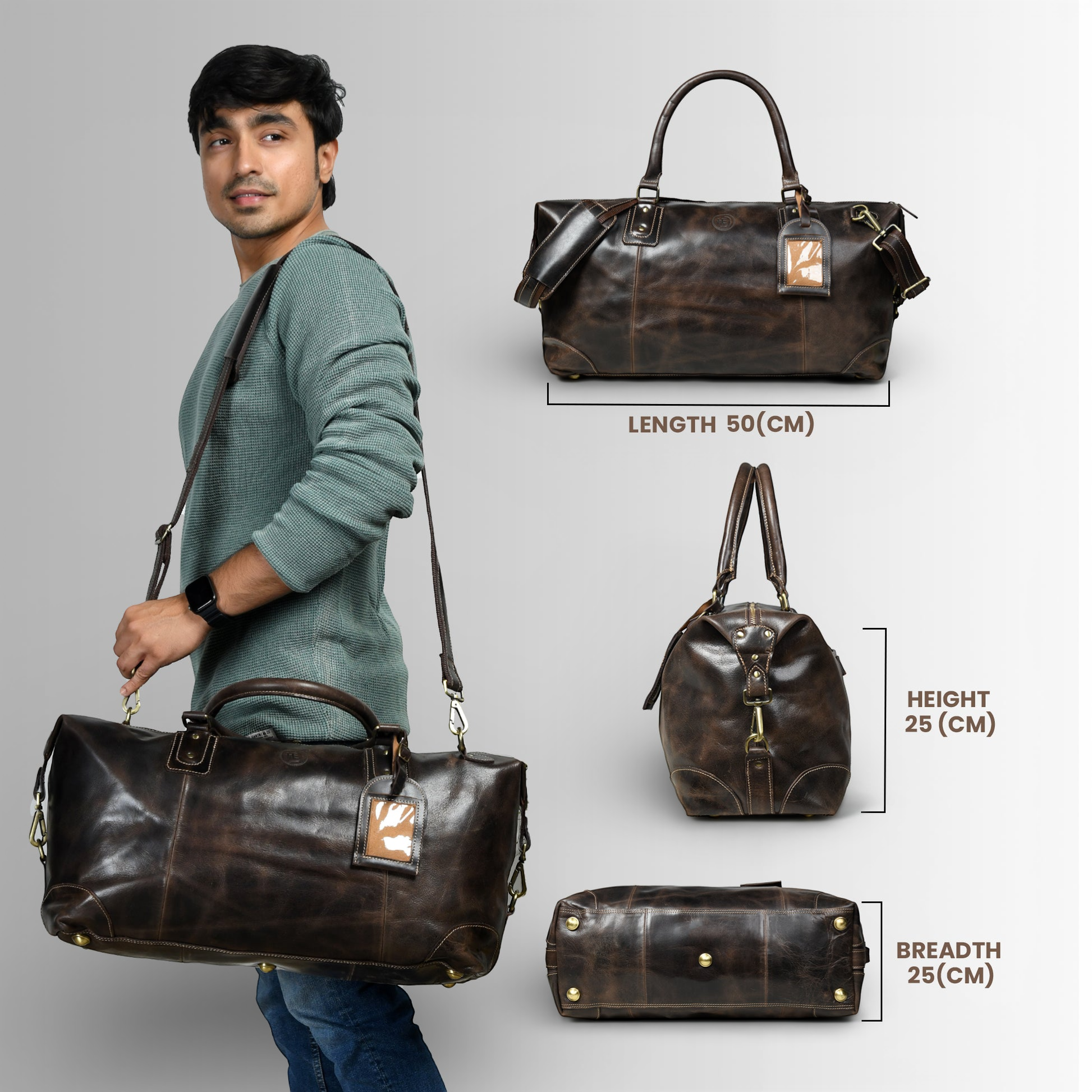 The Regent Voyager – Vintage Leather Travel Duffle bag - Espresso brown