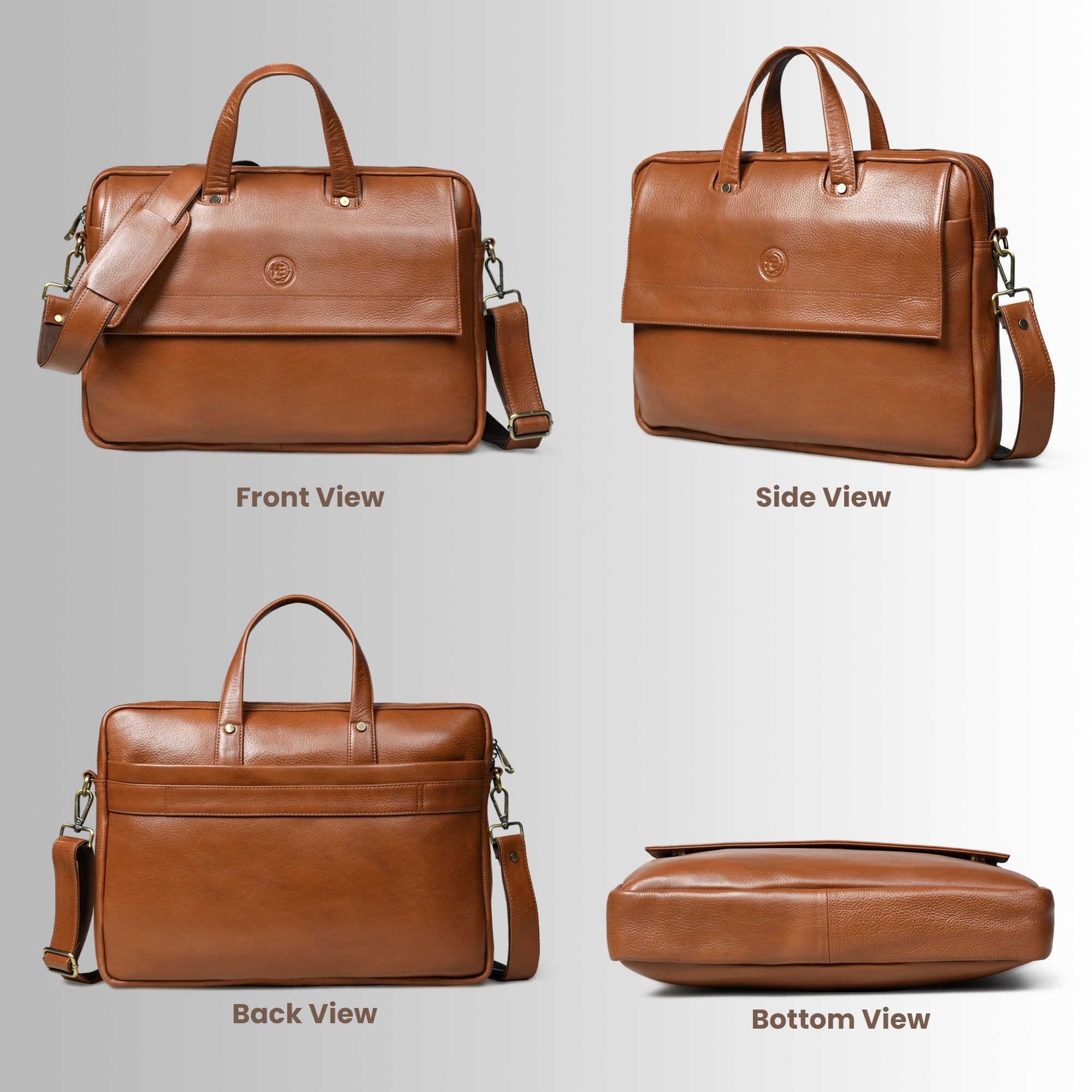 Executive Edge Leather Laptop Briefcase - Tan Colour