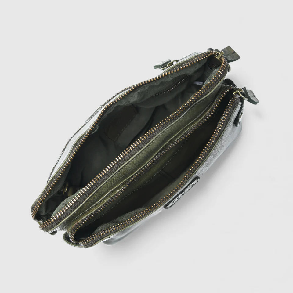 Classic Cognac Leather Women's Handbag - Olive Colour