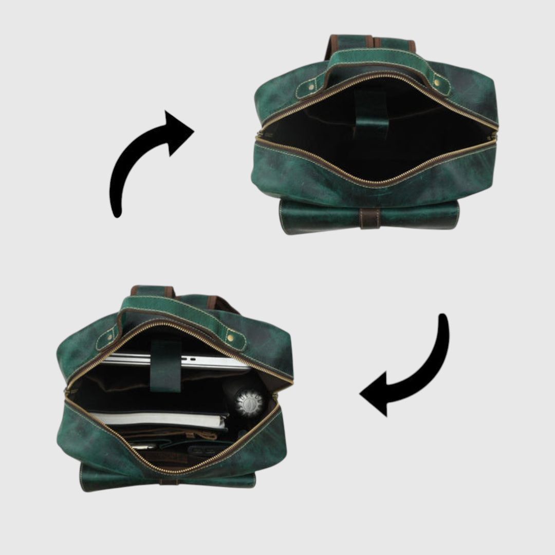 Hestore TerraLux Leather Backpack - Rich Green