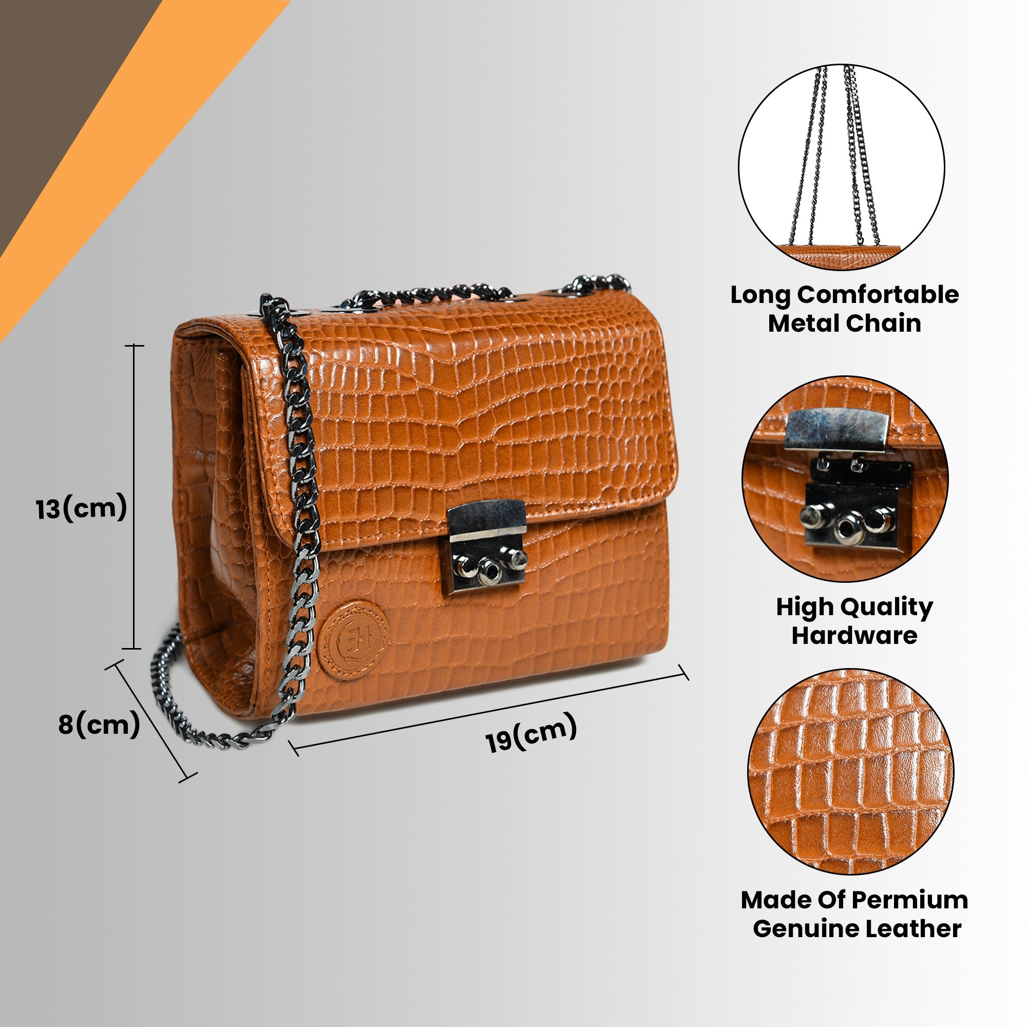 Obsidian Executive Leather Sling Bag - tan Colour