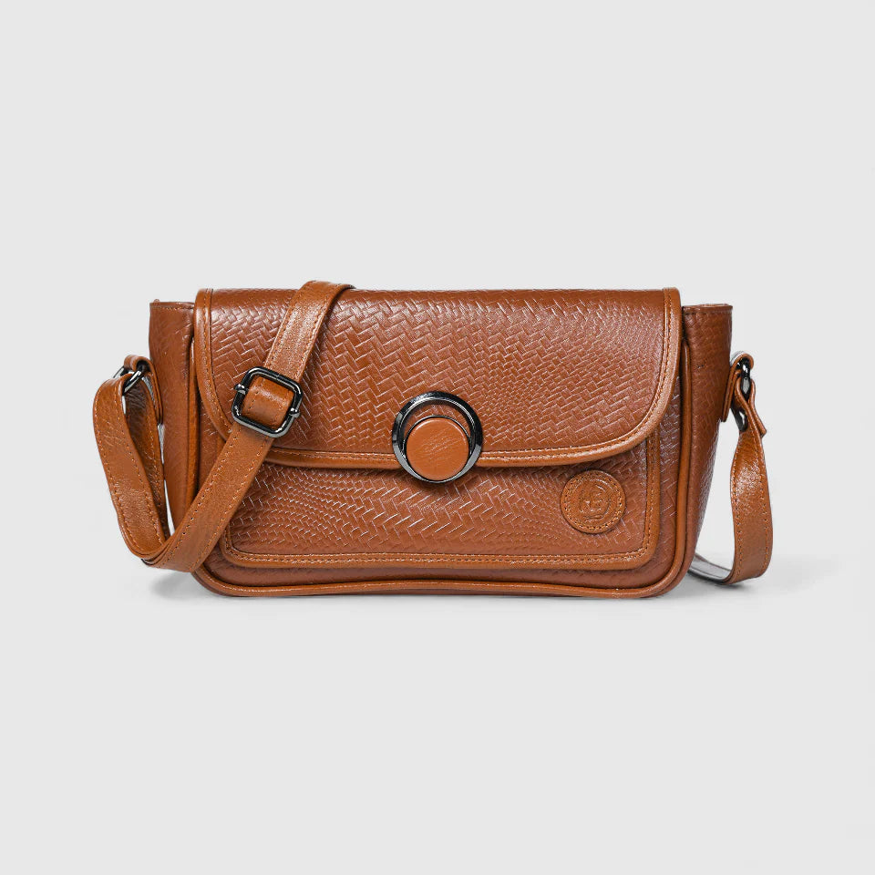 Chic Leather Women's Handbag - Tan Colour
