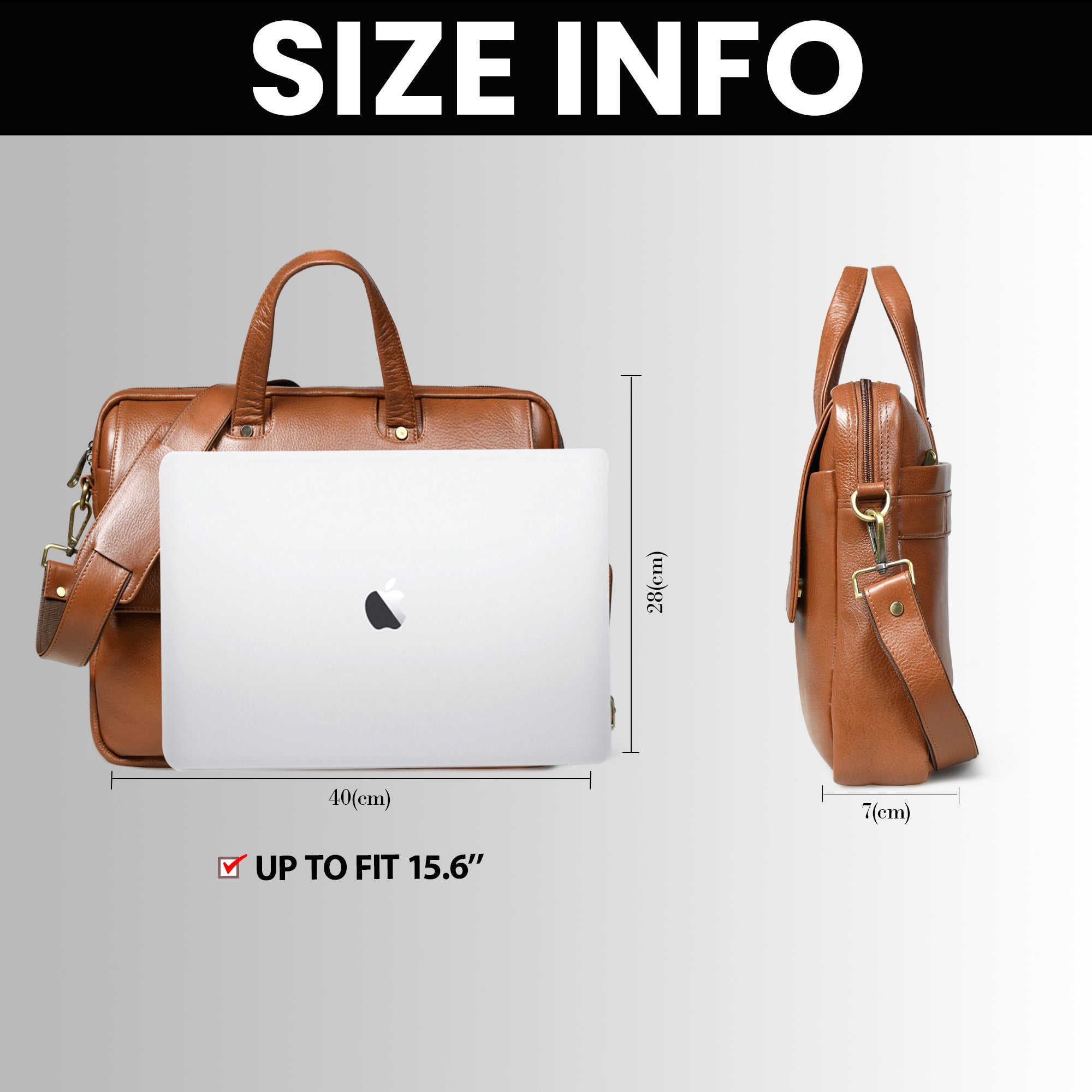 Executive Edge Leather Laptop Briefcase - Tan Colour