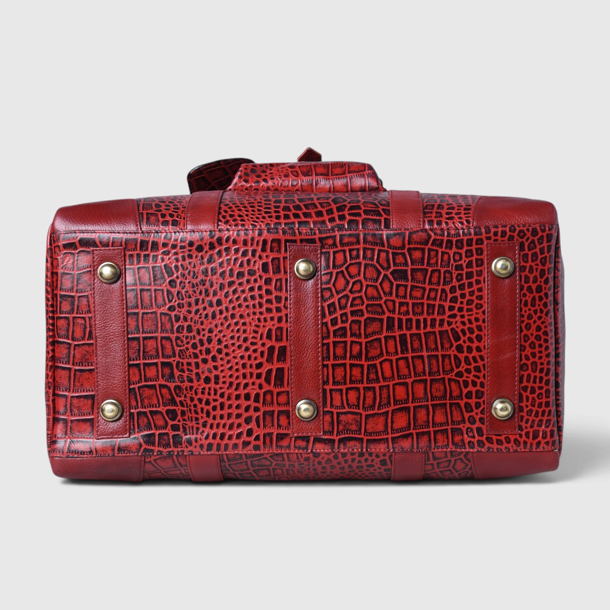 Scarlet Croco Voyager Duffle Bag - Crimson Red