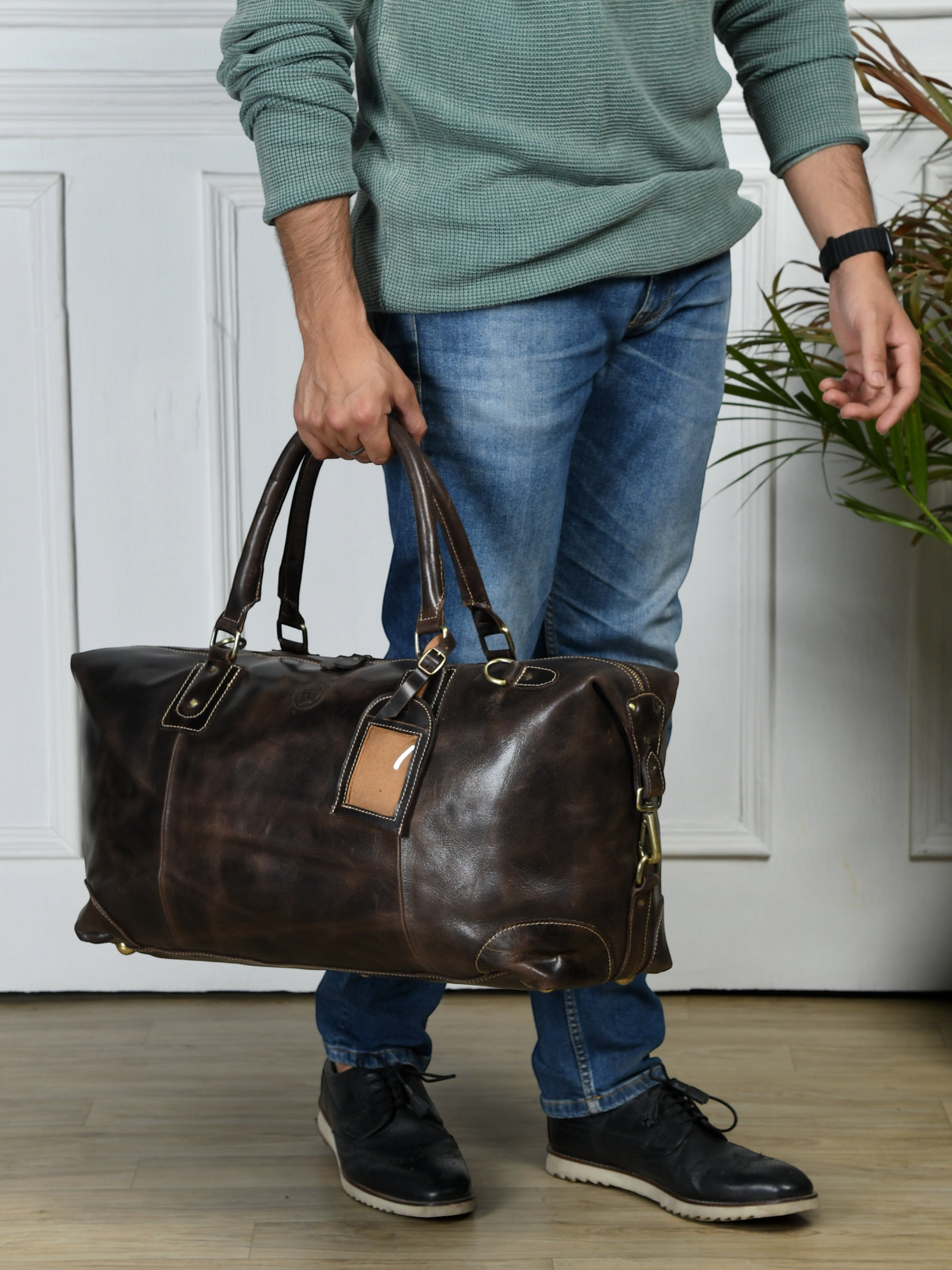 The Regent Voyager – Vintage Leather Travel Duffle bag - Espresso brown