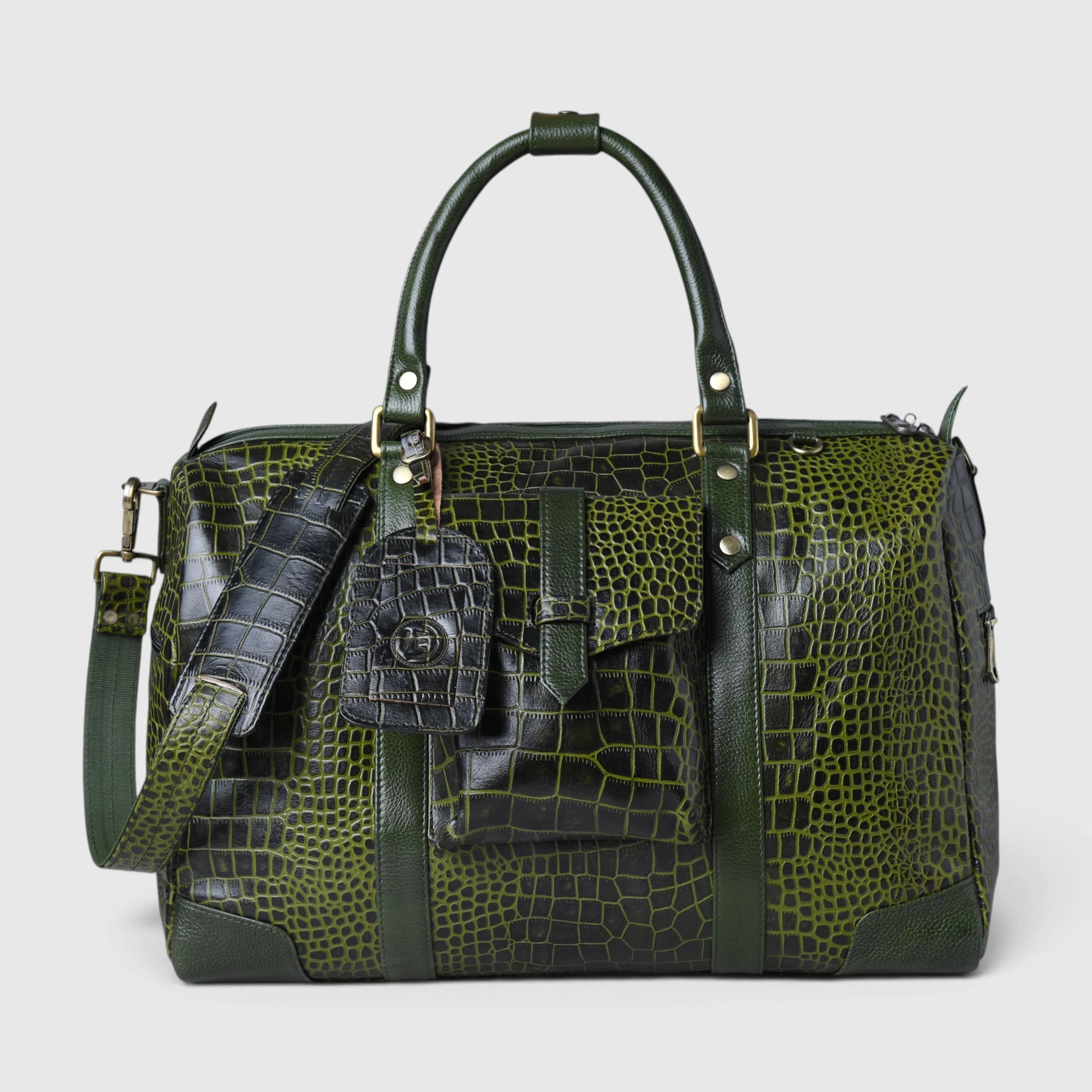 Scarlet Croco Voyager Duffle Bag - Olive Color