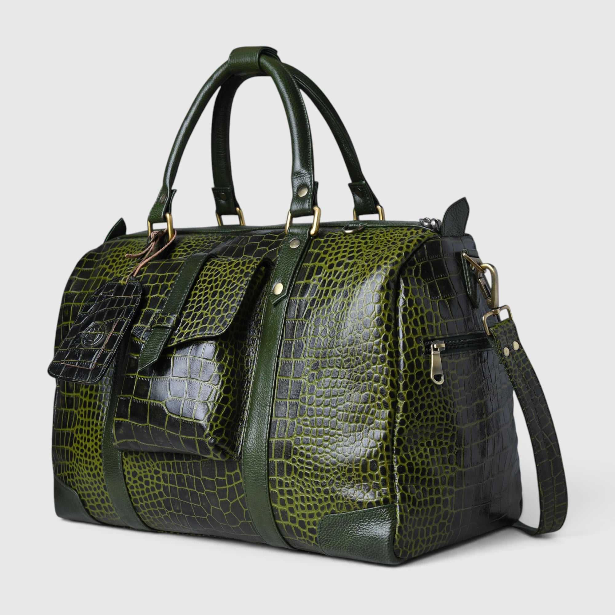 Scarlet Croco Voyager Duffle Bag - Olive Color