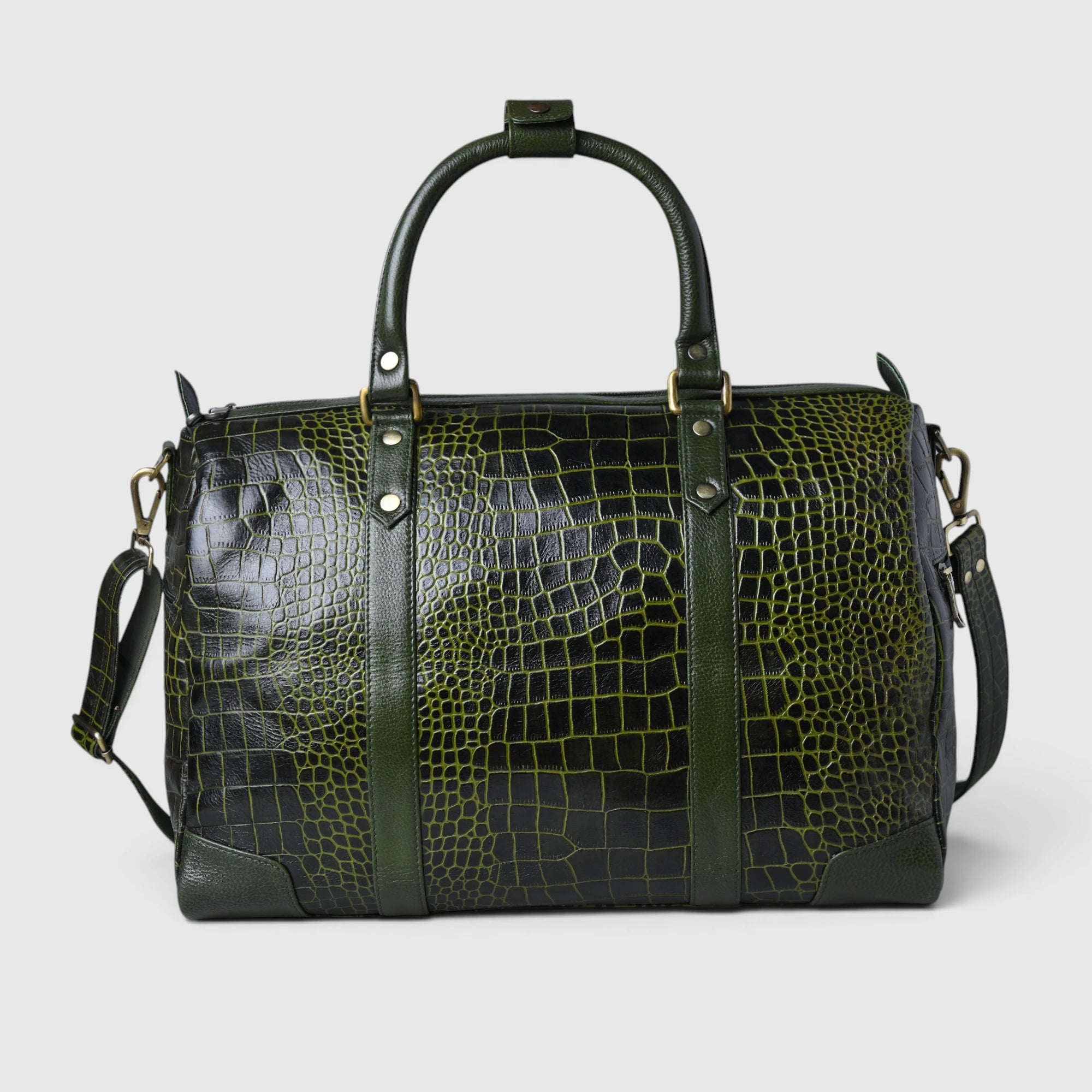 Scarlet Croco Voyager Duffle Bag - Olive Color
