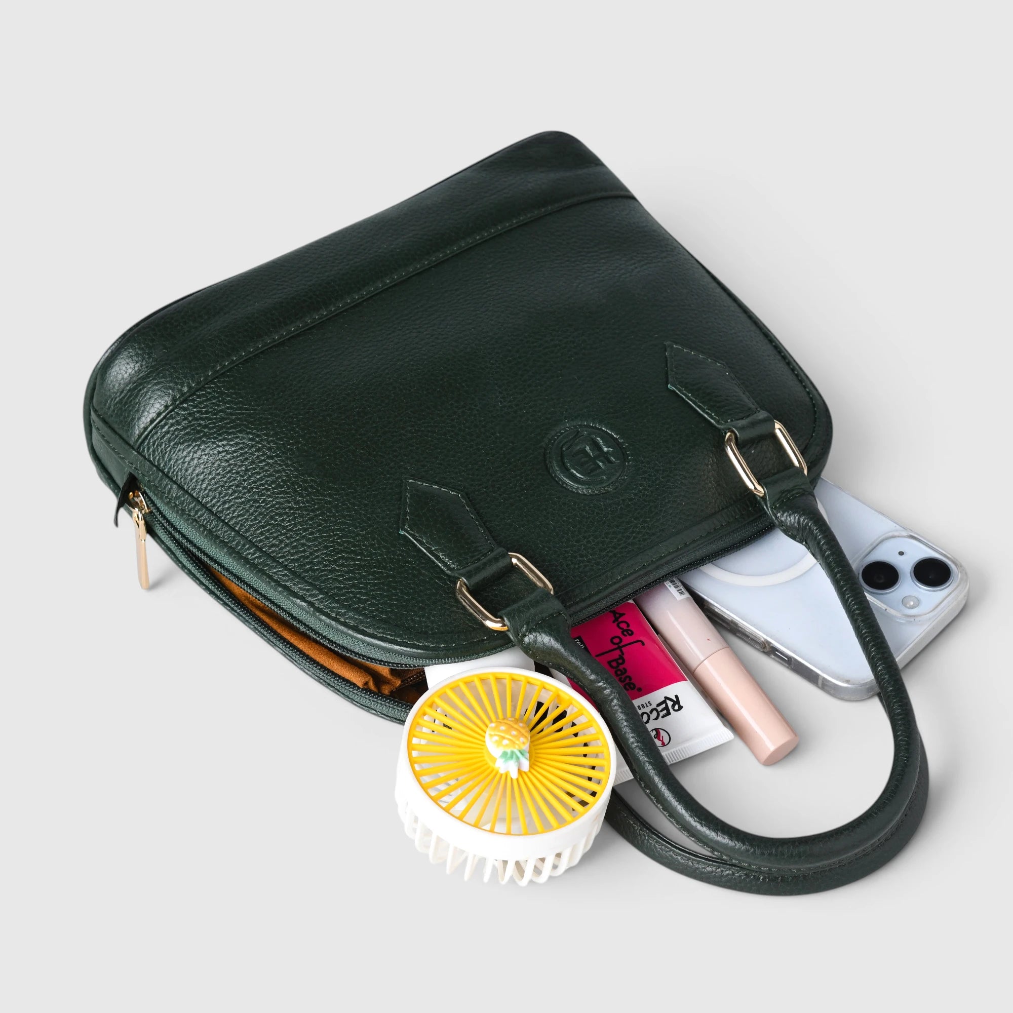 The Monroe Classic Leather Satchel - Forest Green