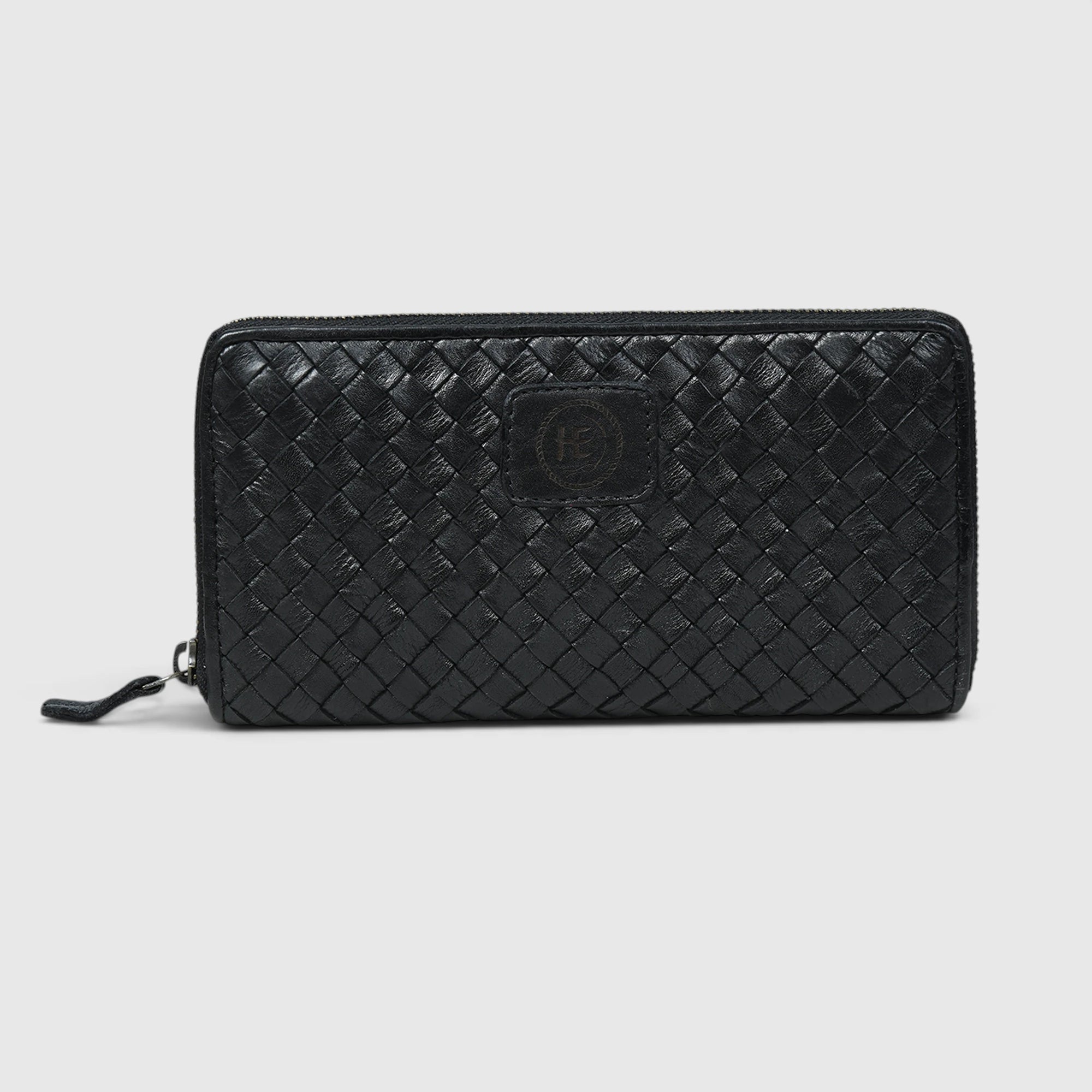 Aurelian Woven Zip Wallet – Black Color