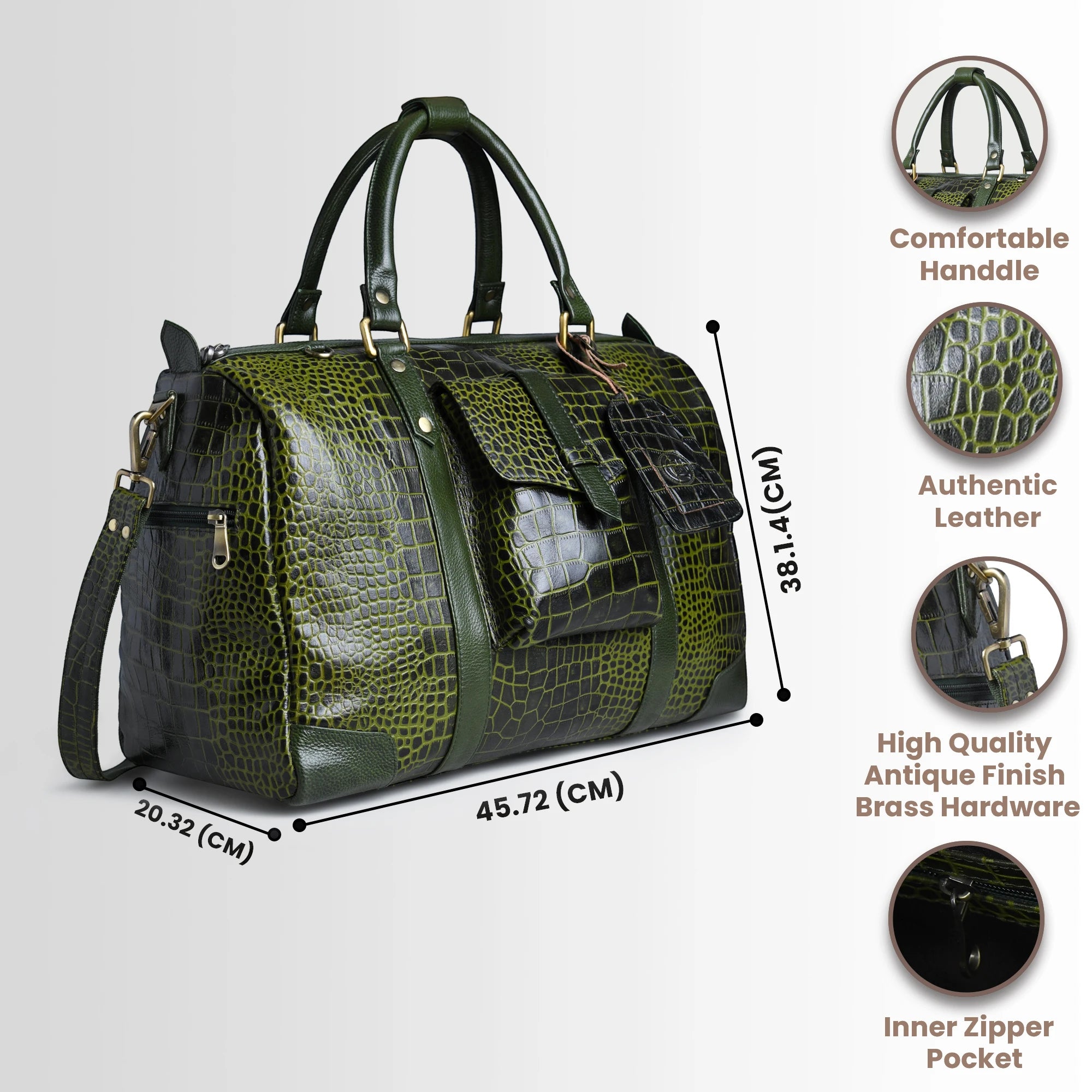 Scarlet Croco Voyager Duffle Bag - Olive Color