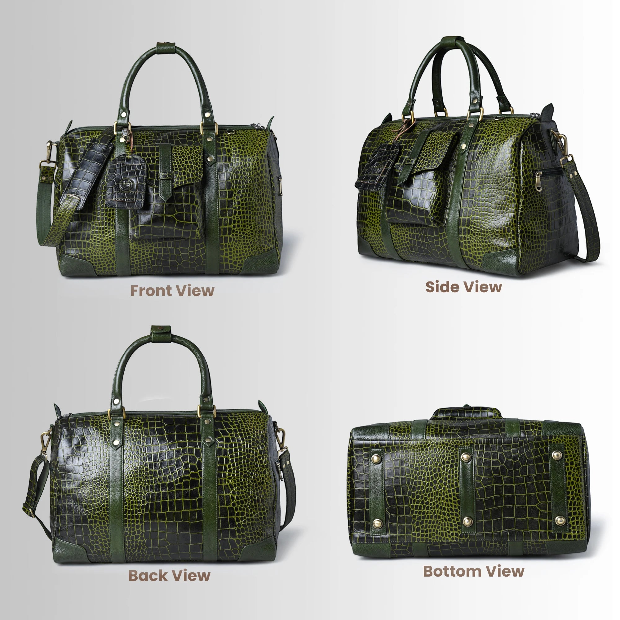 Scarlet Croco Voyager Duffle Bag - Olive Color