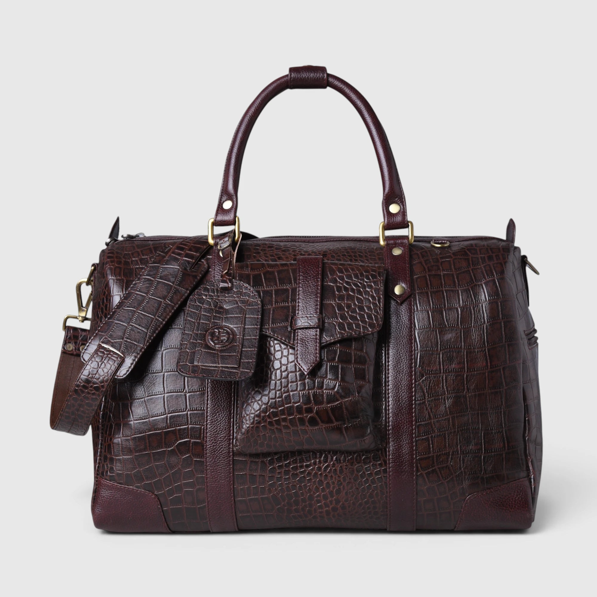 Scarlet Croco Voyager Duffle Bag - Expresso brown