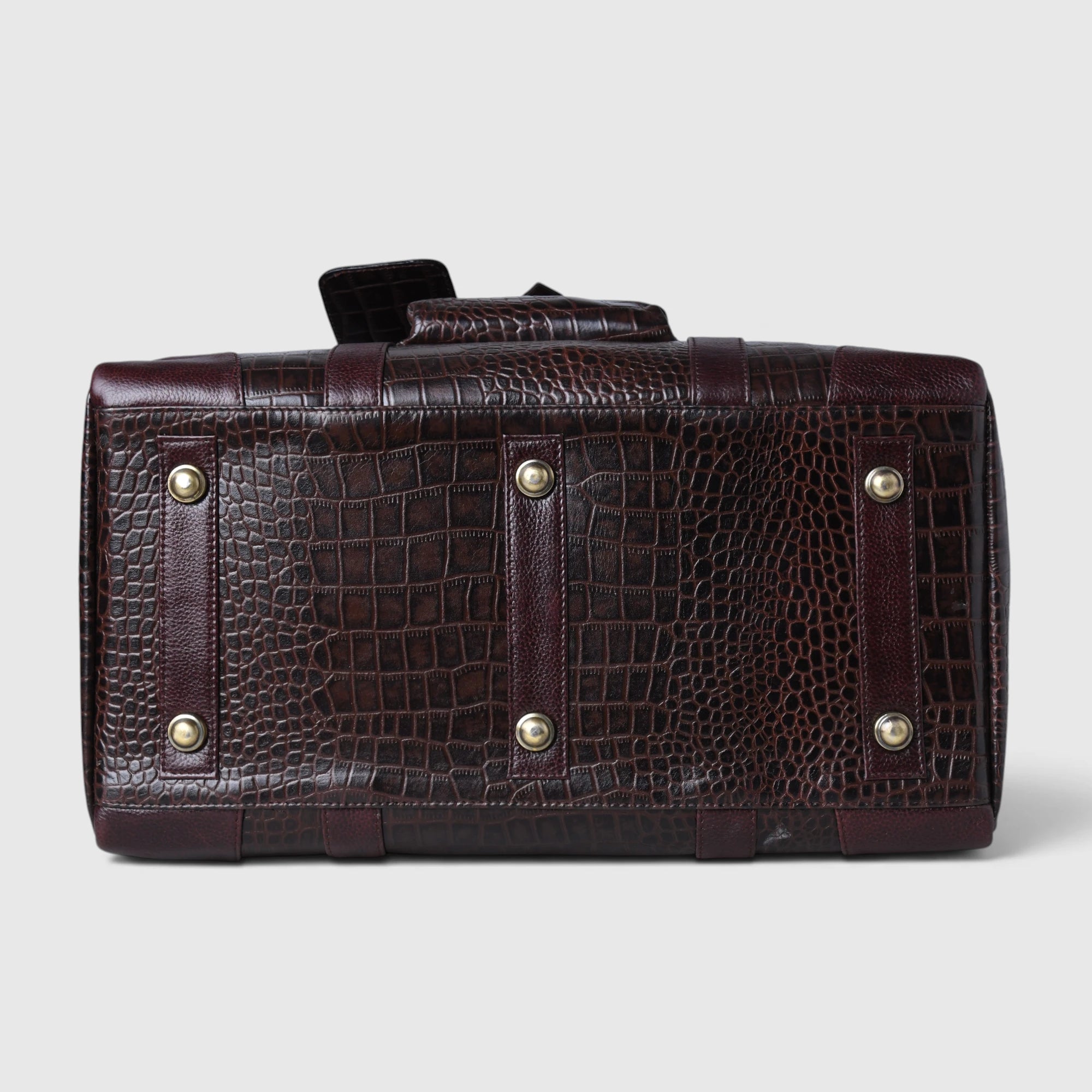 Scarlet Croco Voyager Duffle Bag - Expresso brown