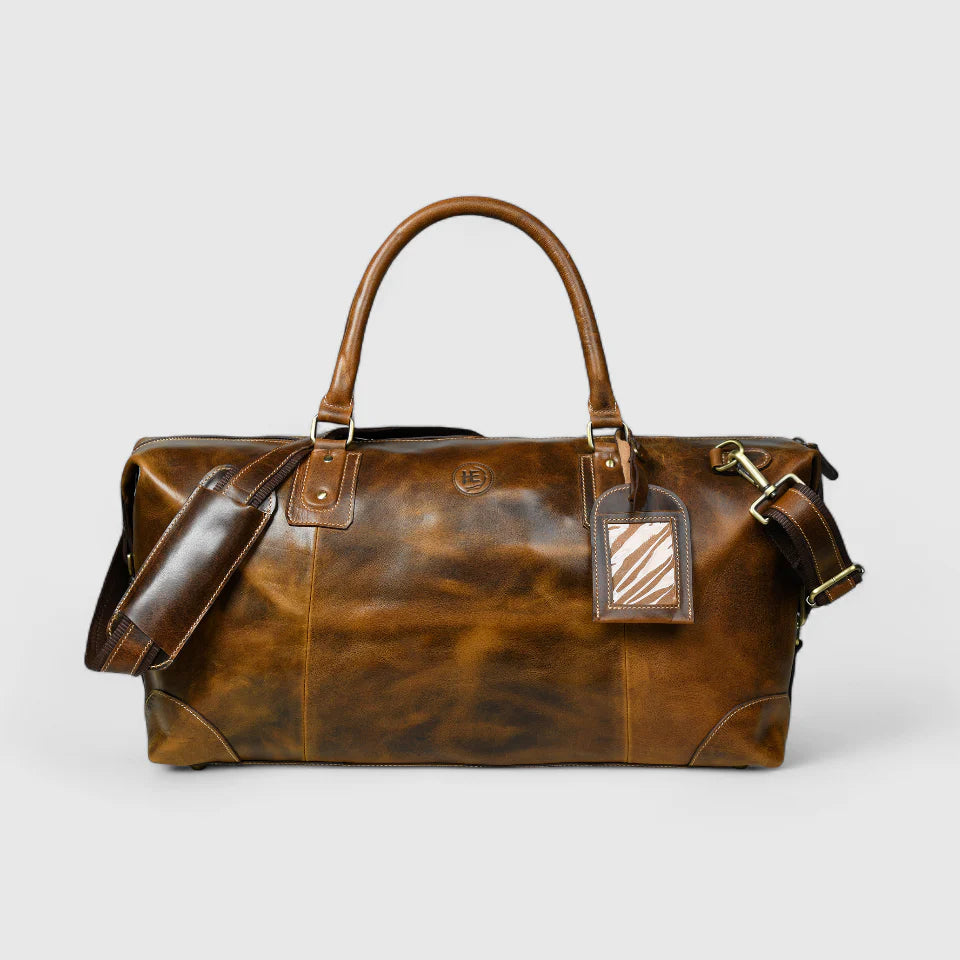 The Regent Voyager – Vintage Leather Travel Duffle Bag - Brown colour