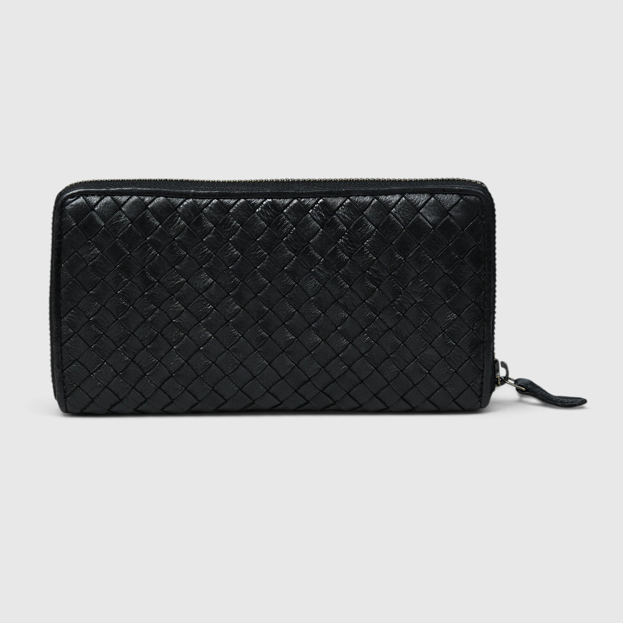 Aurelian Woven Zip Wallet – Black Color