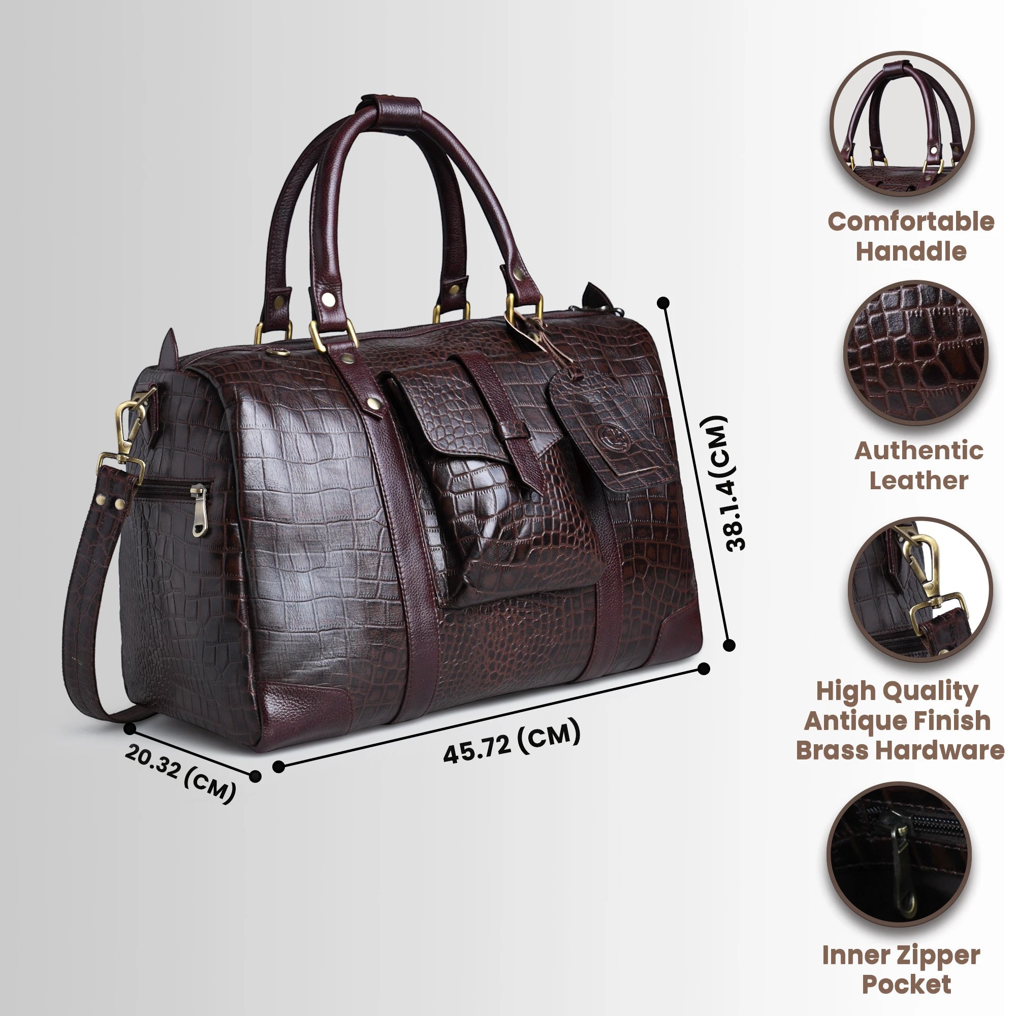 Scarlet Croco Voyager Duffle Bag - Expresso brown