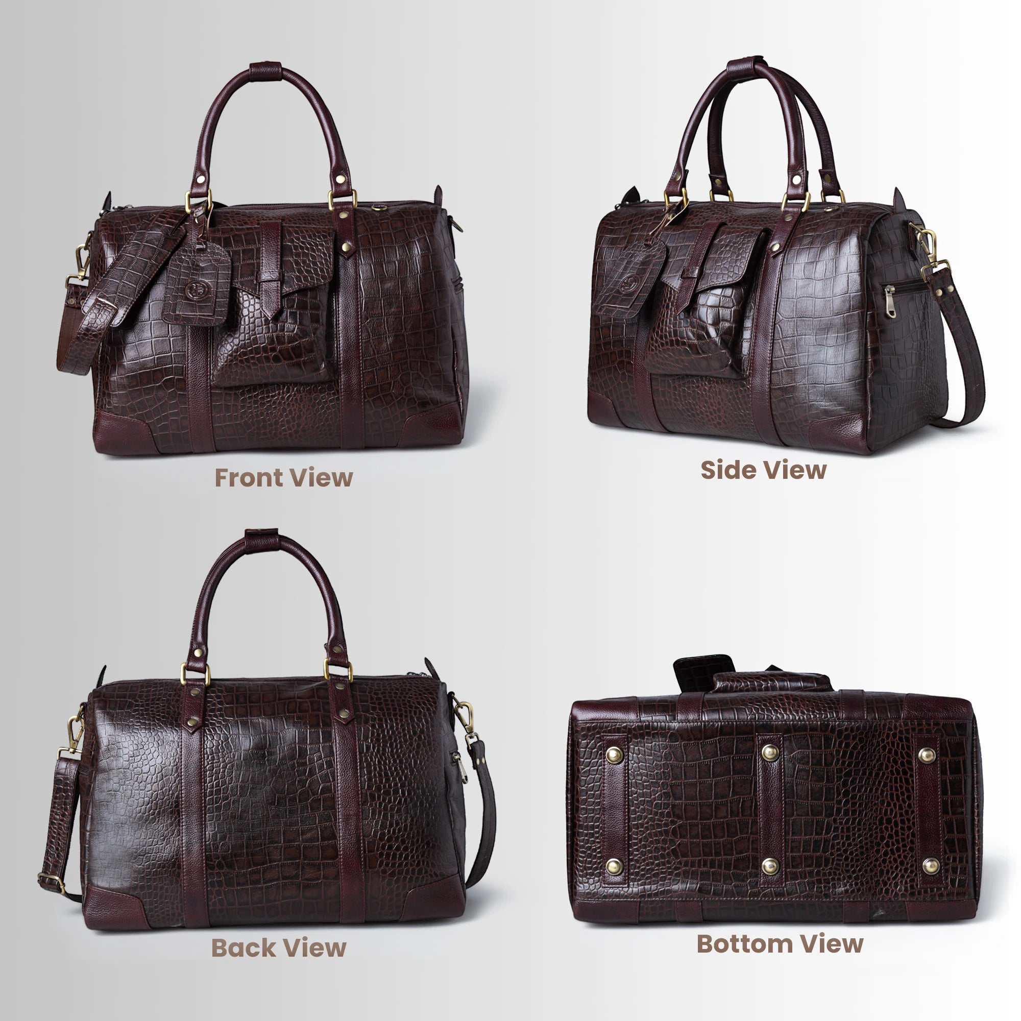 Scarlet Croco Voyager Duffle Bag - Expresso brown